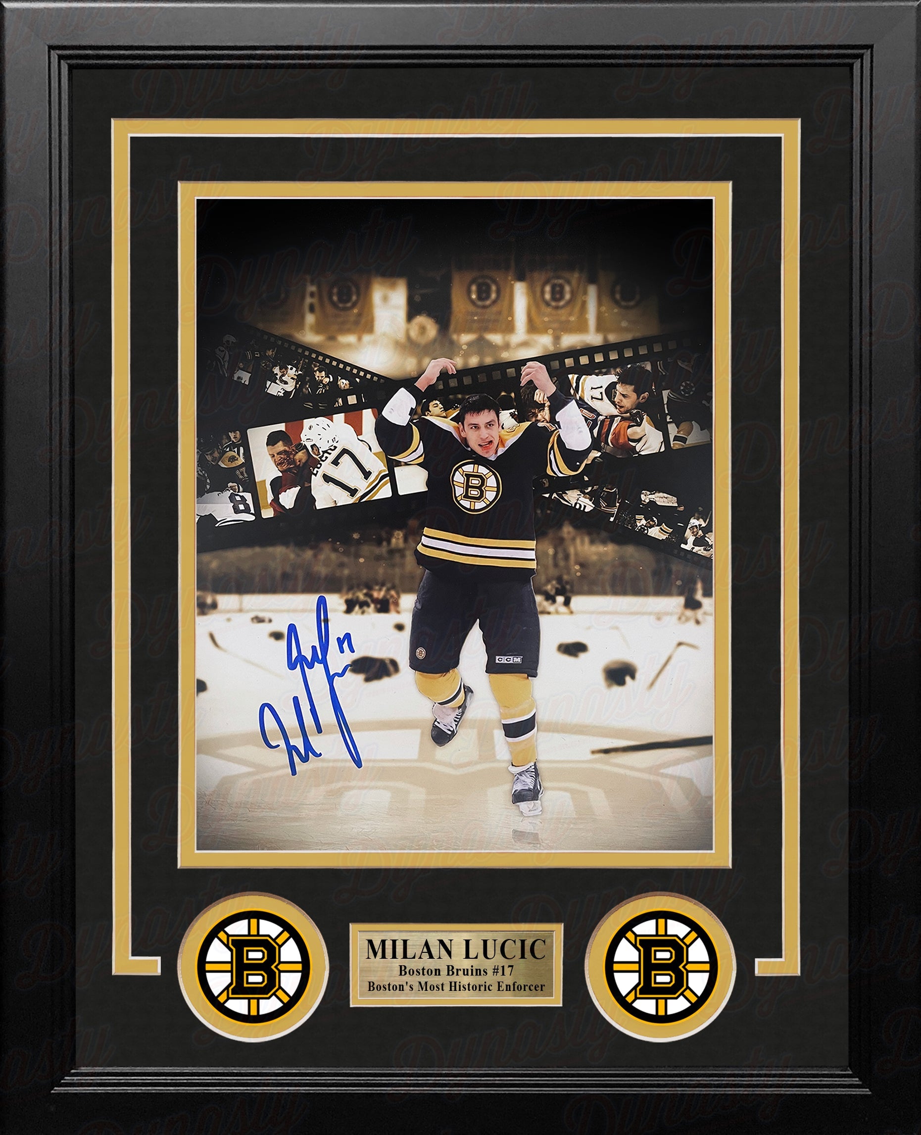 Milan Lucic Fight Collage Boston Bruins Autographed 8" x 10" Framed Hockey Photo - Sports Collectibles, Sports Memorabilia, Sports Fan Shop, Sports Gifts