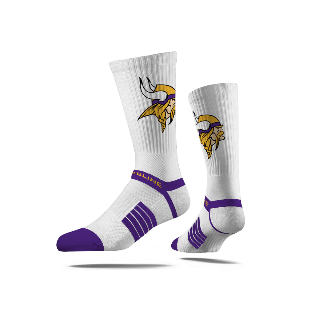 Minnesota Vikings Premium Knit Crew Primary Logo White Socks - Sports Gifts, Sports Memorabilia, Sports Collectibles, Fan Shop