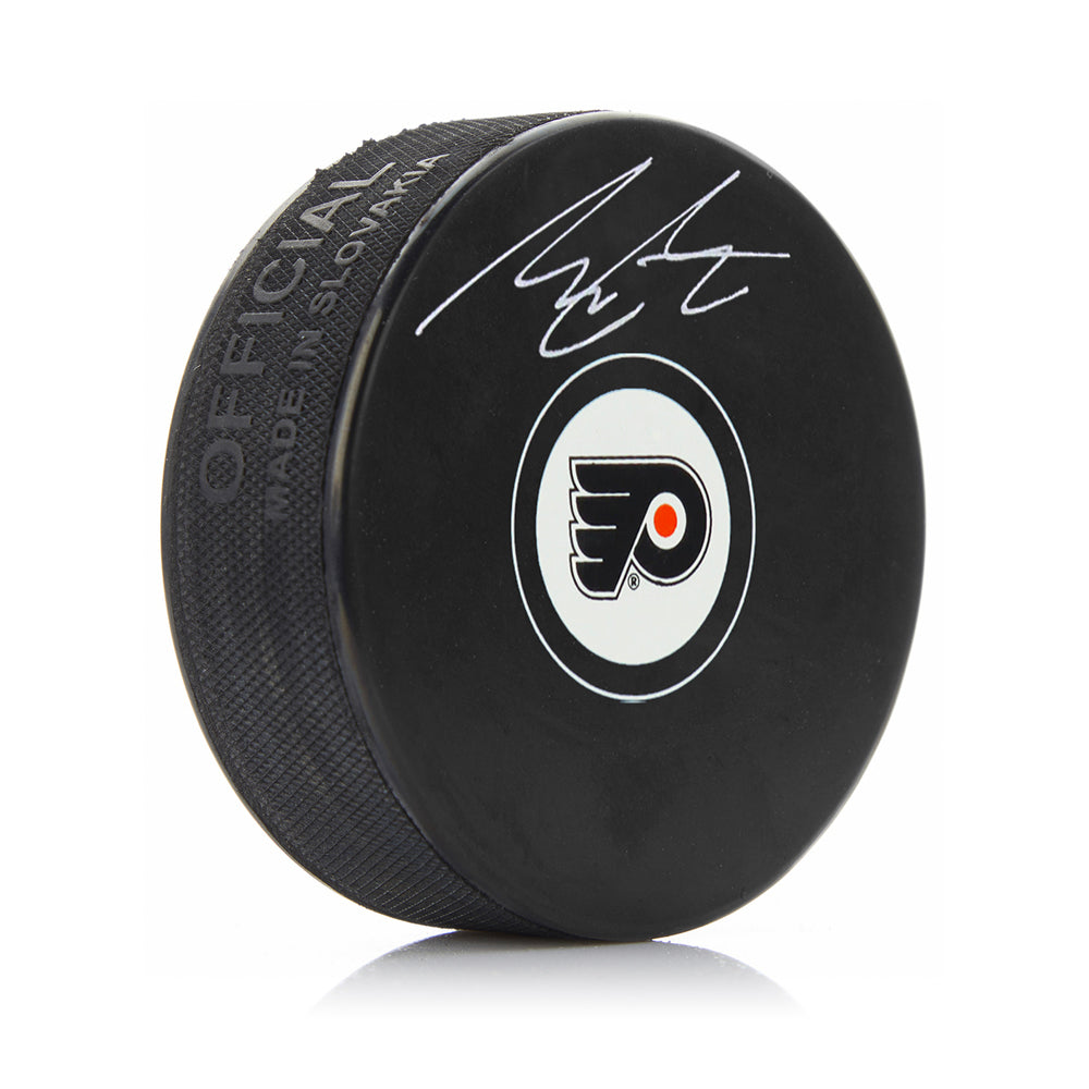 Morgan Frost Autographed Philadelphia Flyers Hockey Logo Puck - Sports Collectibles, Sports Memorabilia, Sports Fan Shop, Sports Gifts