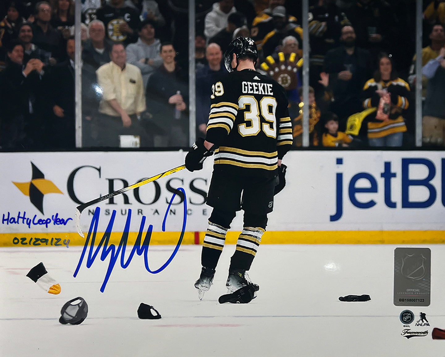 Morgan Geekie Hat Trick Boston Bruins Autographed 11" x 14" Hockey Photo - Hatty Leap Year - Sports Collectibles, Sports Memorabilia, Sports Fan Shop, Sports Gifts