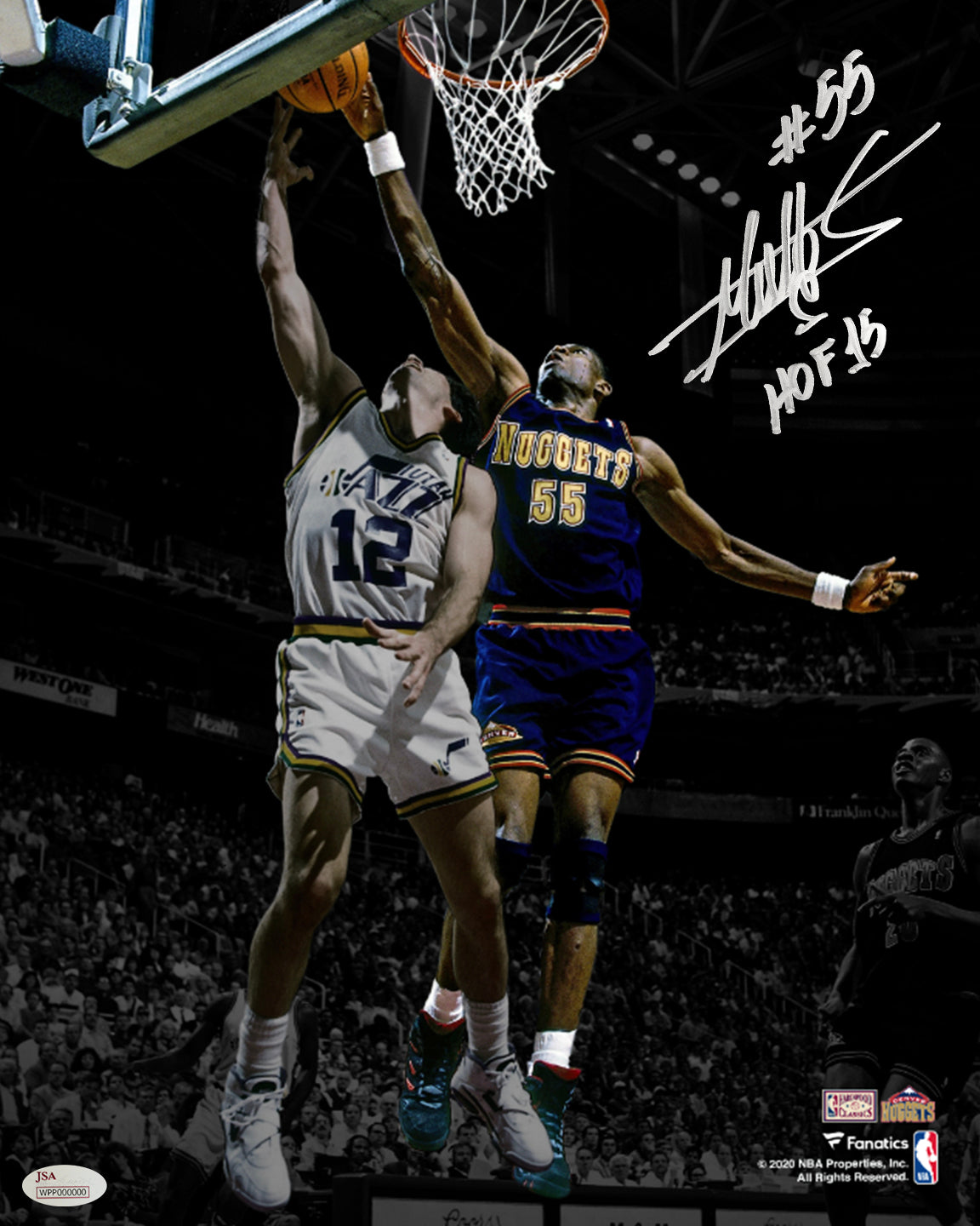 Dikembe Mutombo Denver Nuggets Autographed 11x14 Basketball Photo Inscribed Hall of Fame: Silver Ink - Sports Collectibles, Sports Memorabilia, Sports Fan Shop, Sports Gifts