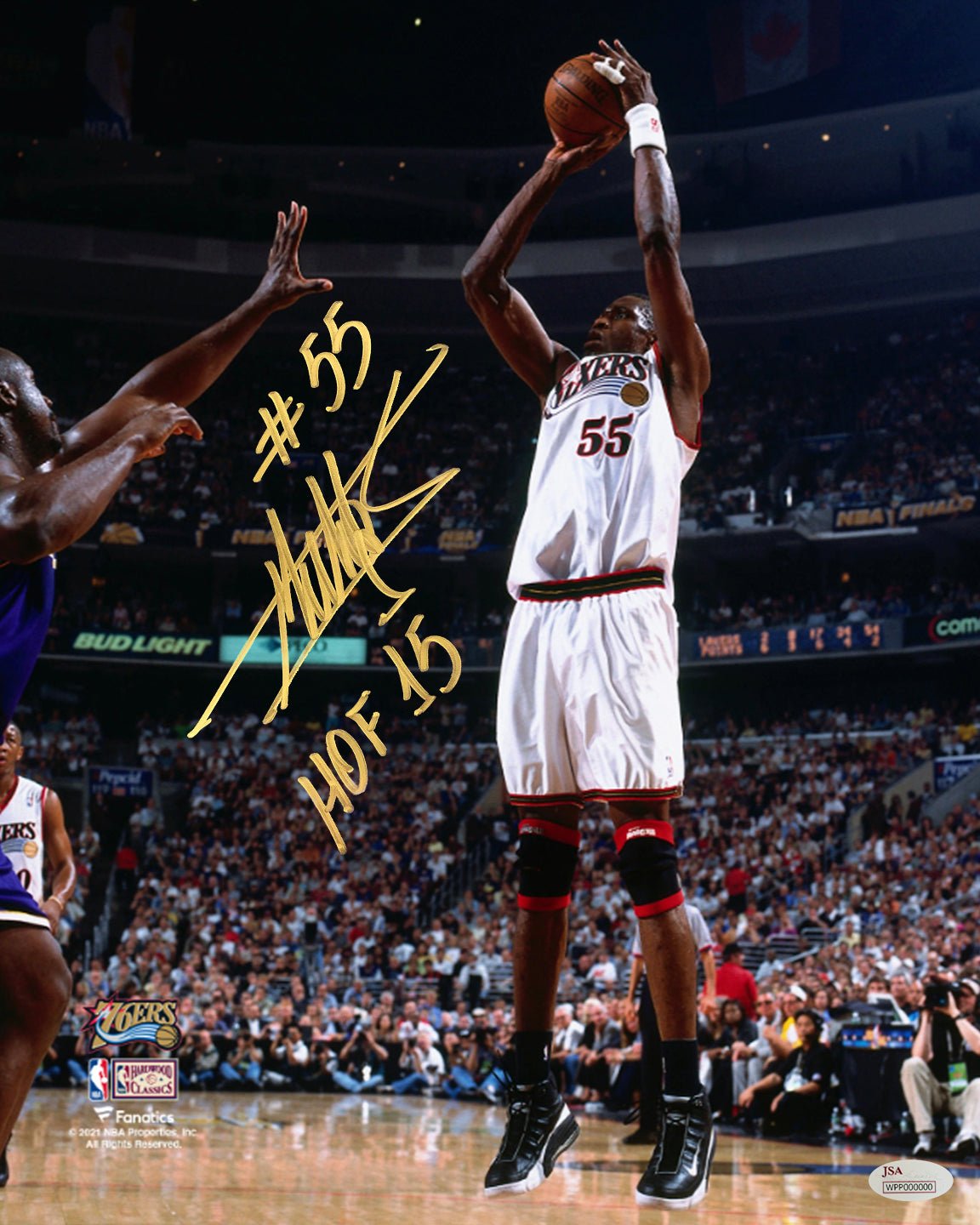 Dikembe Mutombo Philadelphia 76ers Autographed 11" x 14" Photo Inscribed Hall of Fame - Gold Ink - Sports Collectibles, Sports Memorabilia, Sports Fan Shop, Sports Gifts