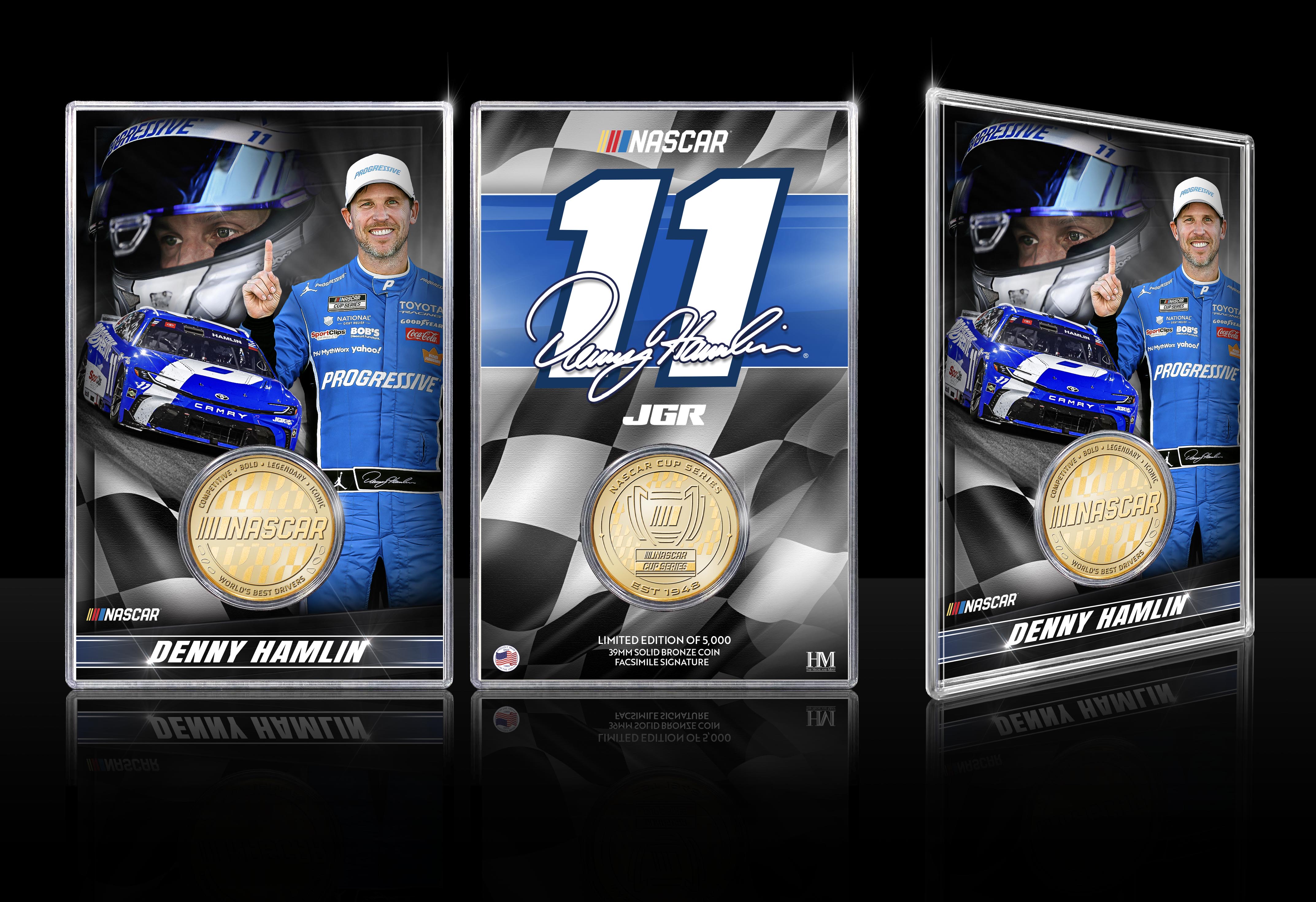 NASCAR Denny Hamlin Hendrick Gibbs Bronze Coin Card