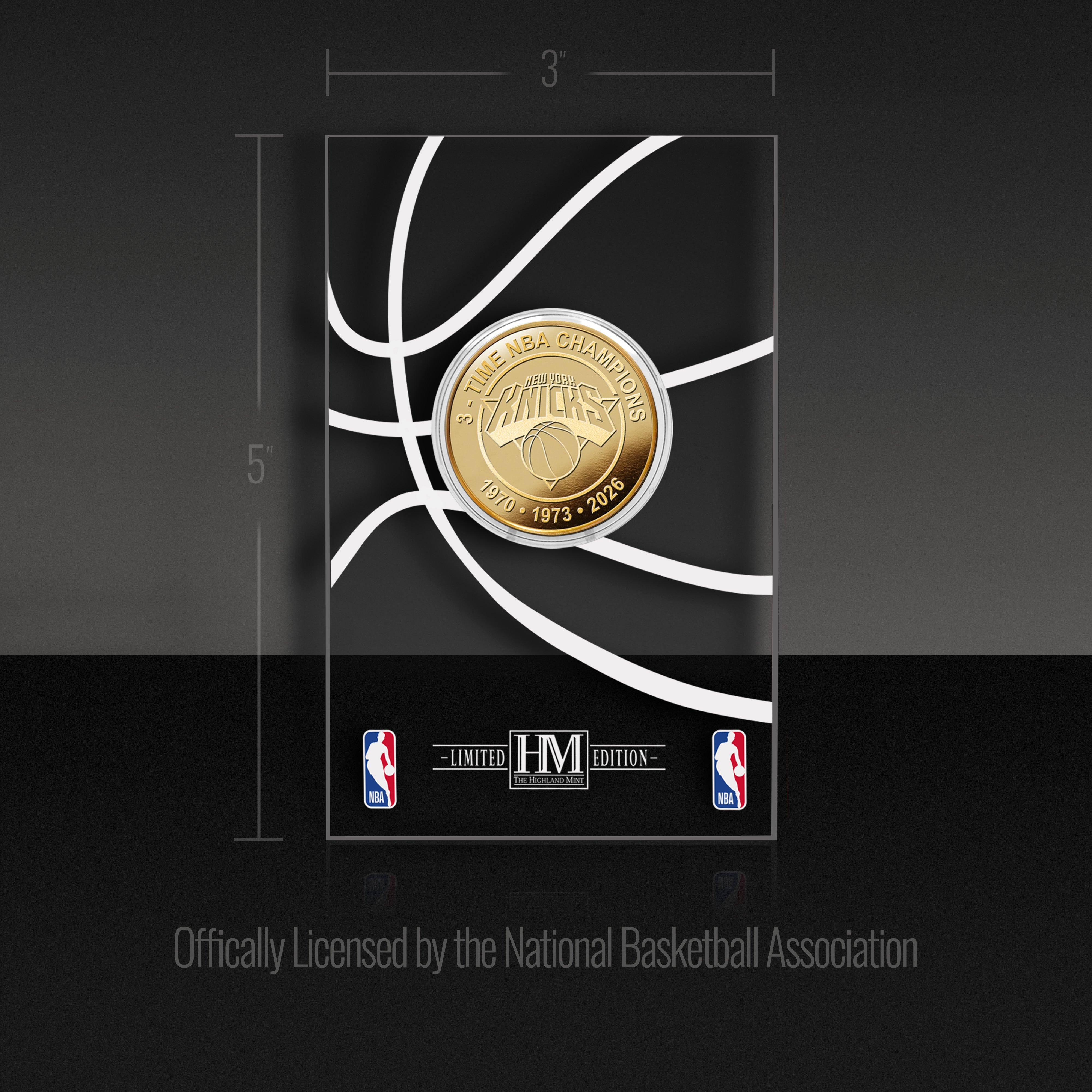 New York Knicks 3-Time Gold Coin Acrylic - Sports Gifts, Sports Memorabilia, Sports Collectibles, Fan Shop