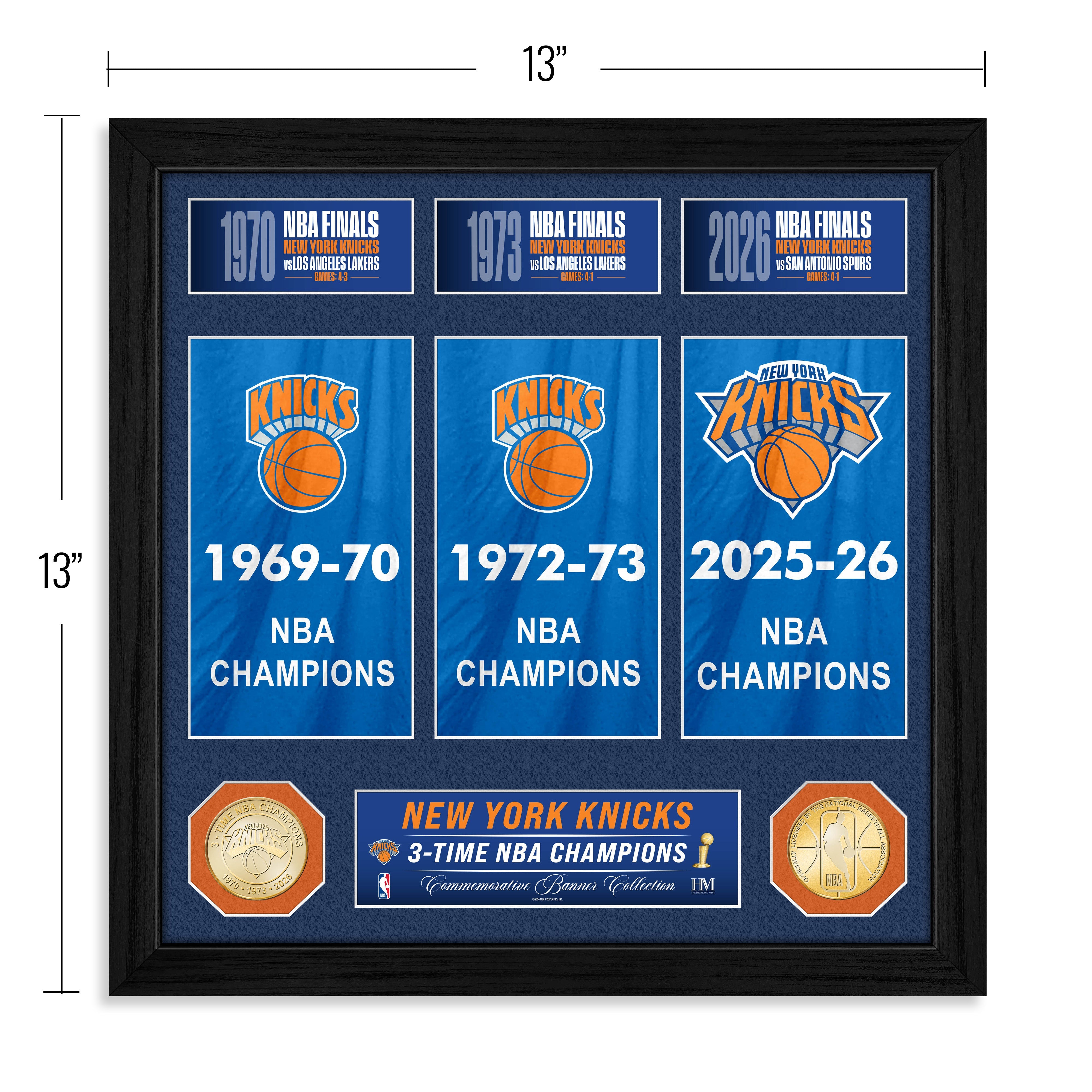 New York Knicks 3-Time Banner Bronze Coin Photo Mint - Sports Gifts, Sports Memorabilia, Sports Collectibles, Fan Shop