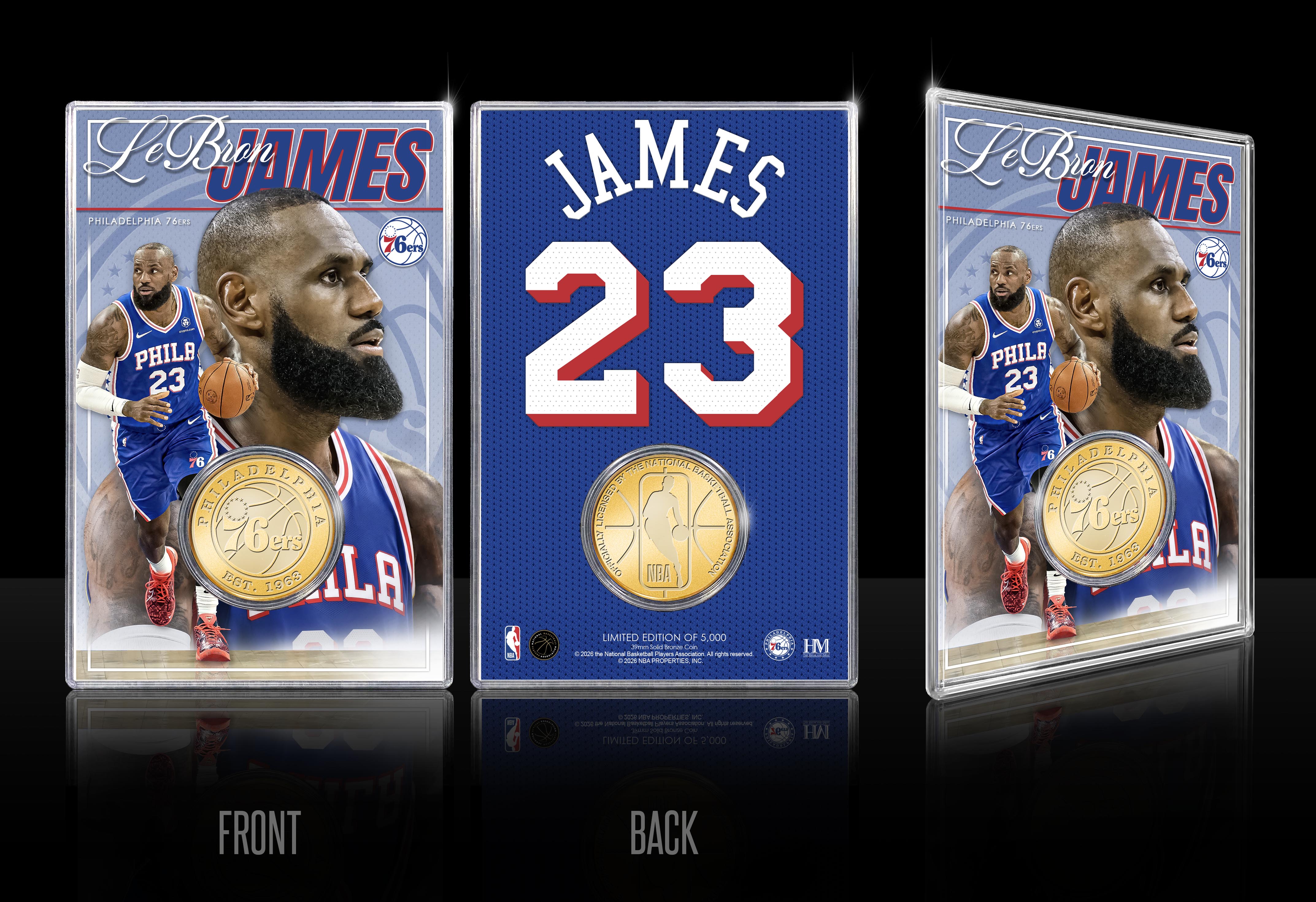 LeBron James 76ers Artist Bronze Acrylic Coin Holder