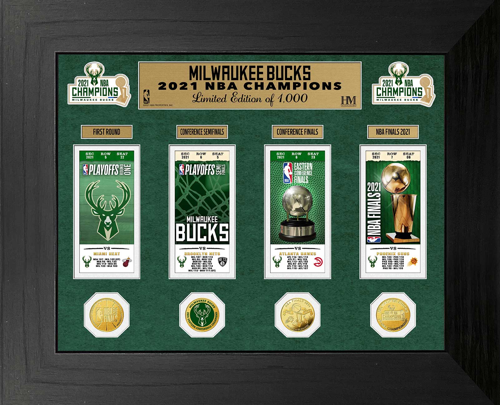 Milwaukee Bucks 2021 NBA Finals Champions Deluxe Gold Coin & Ticket Collection - Sports Collectibles, Sports Memorabilia, Sports Fan Shop, Sports Gifts