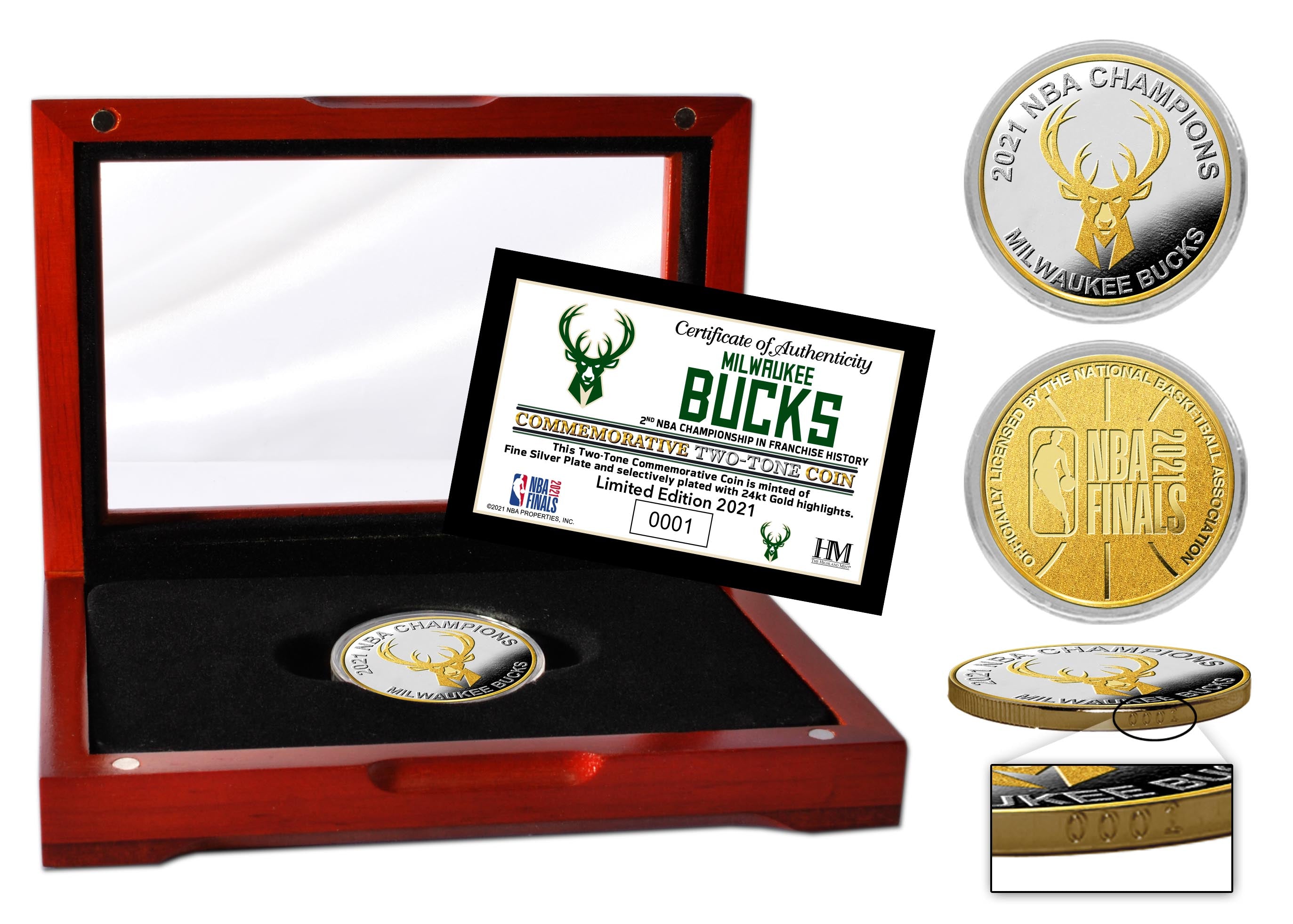 Milwaukee Bucks 2021 NBA Finals Champions Two-Tone Mint Coin - Sports Collectibles, Sports Memorabilia, Sports Fan Shop, Sports Gifts