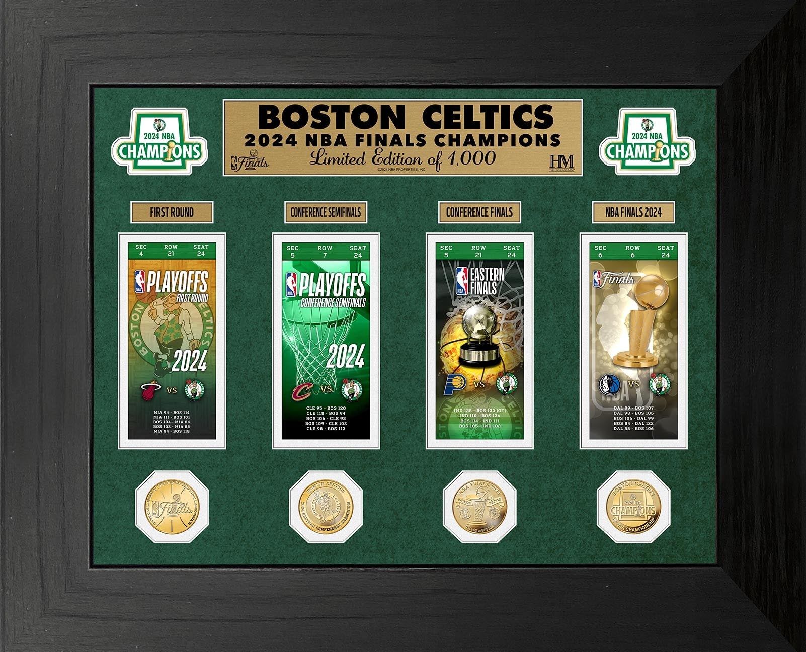 Boston Celtics Deluxe 2024 NBA Finals Ticket Collection Gold Coin Photo Mint - Sports Collectibles, Sports Memorabilia, Sports Fan Shop, Sports Gifts