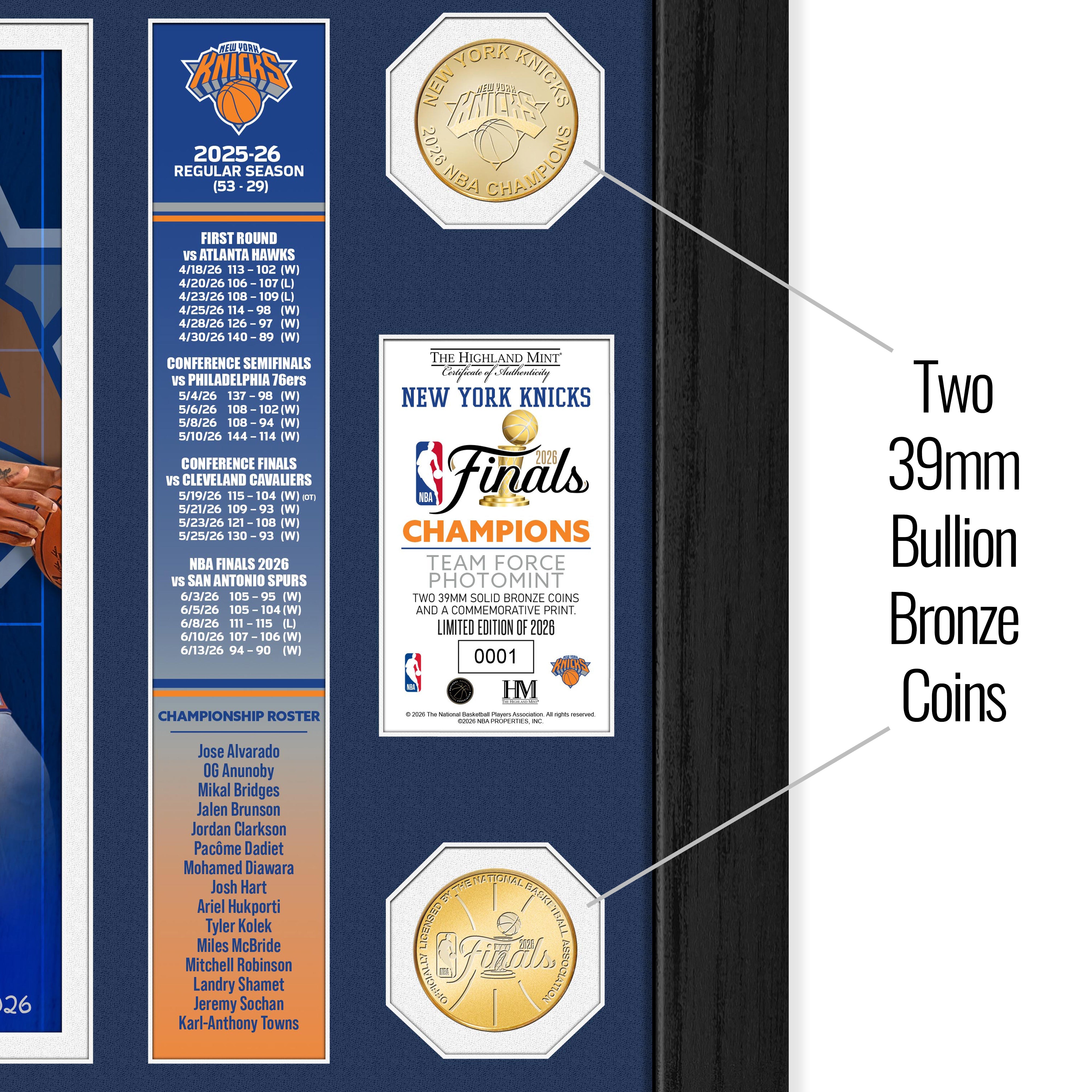 New York Knicks 2026 NBA Champions Team Force Bronze Coin Photo Mint - Sports Gifts, Sports Memorabilia, Sports Collectibles, Fan Shop