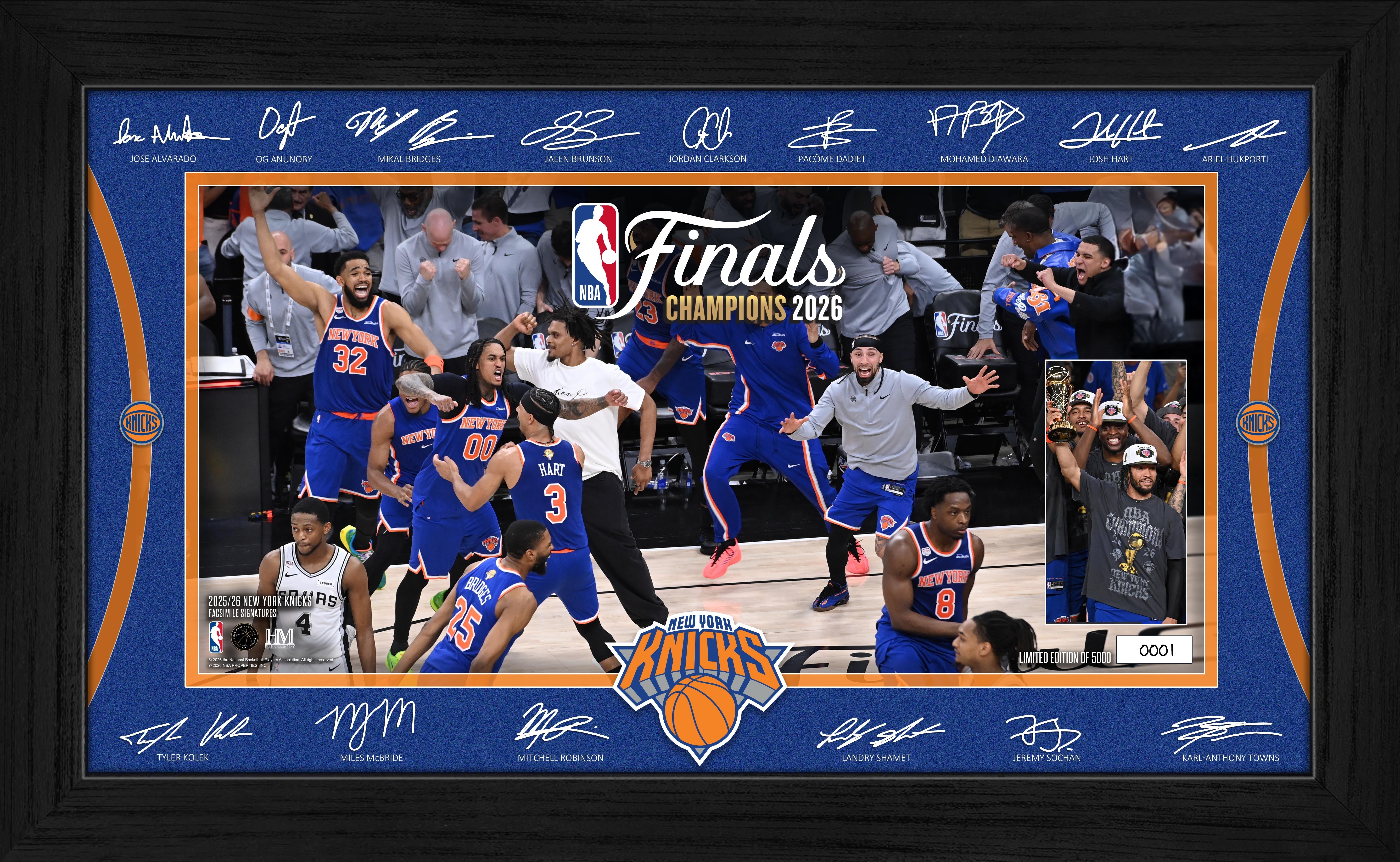 New York Knicks 2026 NBA Champions Celebration Signature Frame