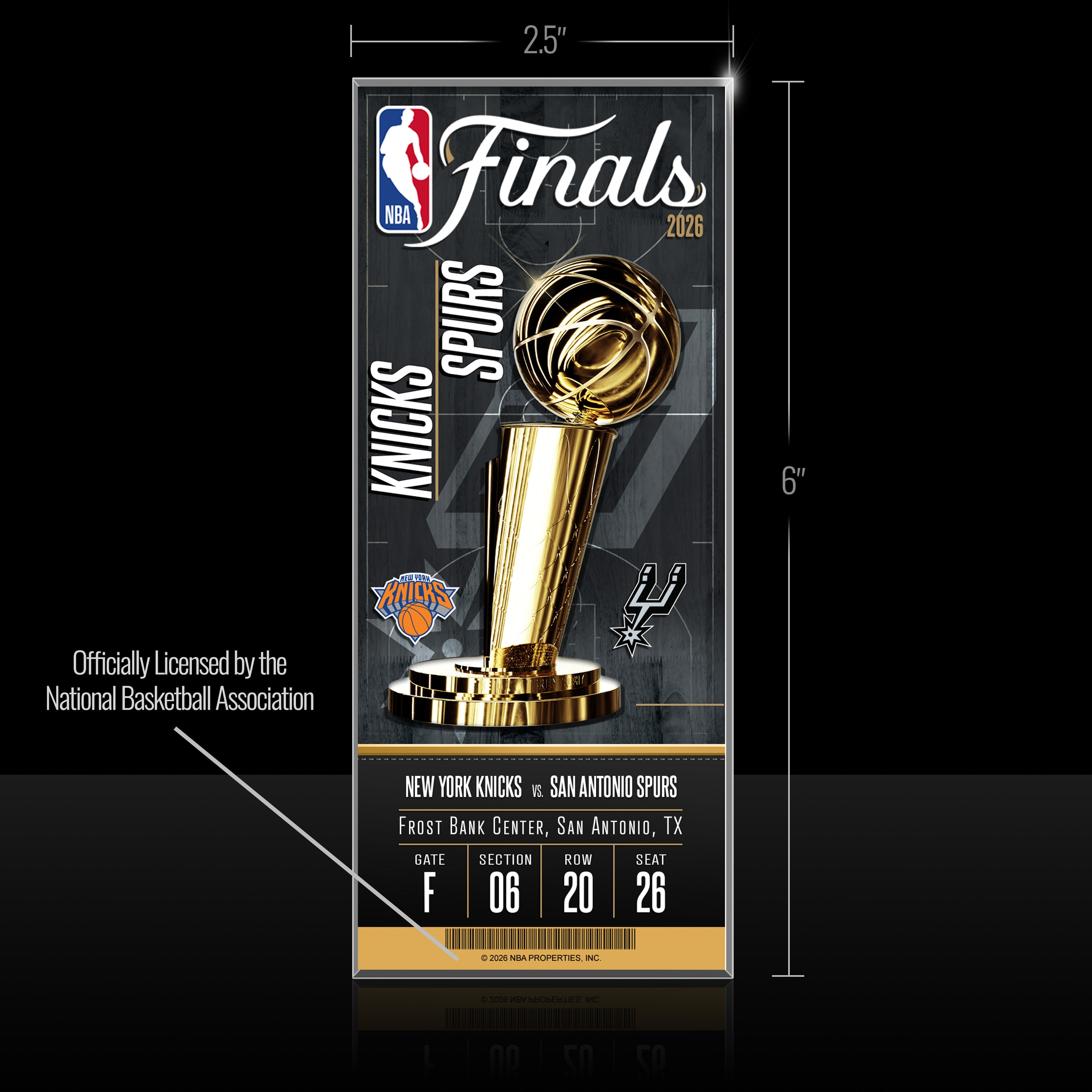 Knicks vs. Spurs at San Antonio 2026 NBA Finals Championship Dueling Acrylic Ticket - Sports Gifts, Sports Memorabilia, Sports Collectibles, Fan Shop