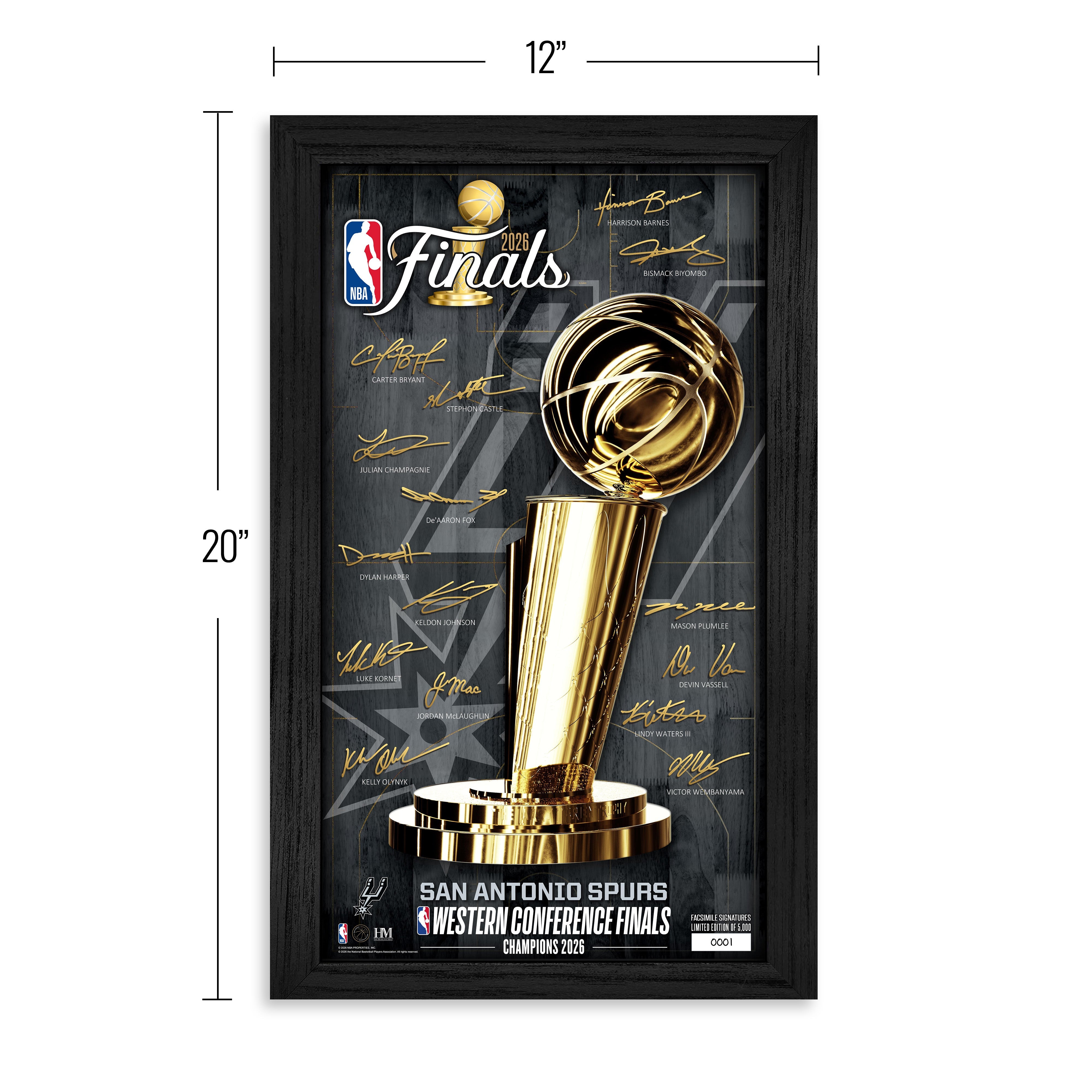 San Antonio Spurs 2026 NBA Western Conference Champions Signature Frame - Sports Gifts, Sports Memorabilia, Sports Collectibles, Fan Shop