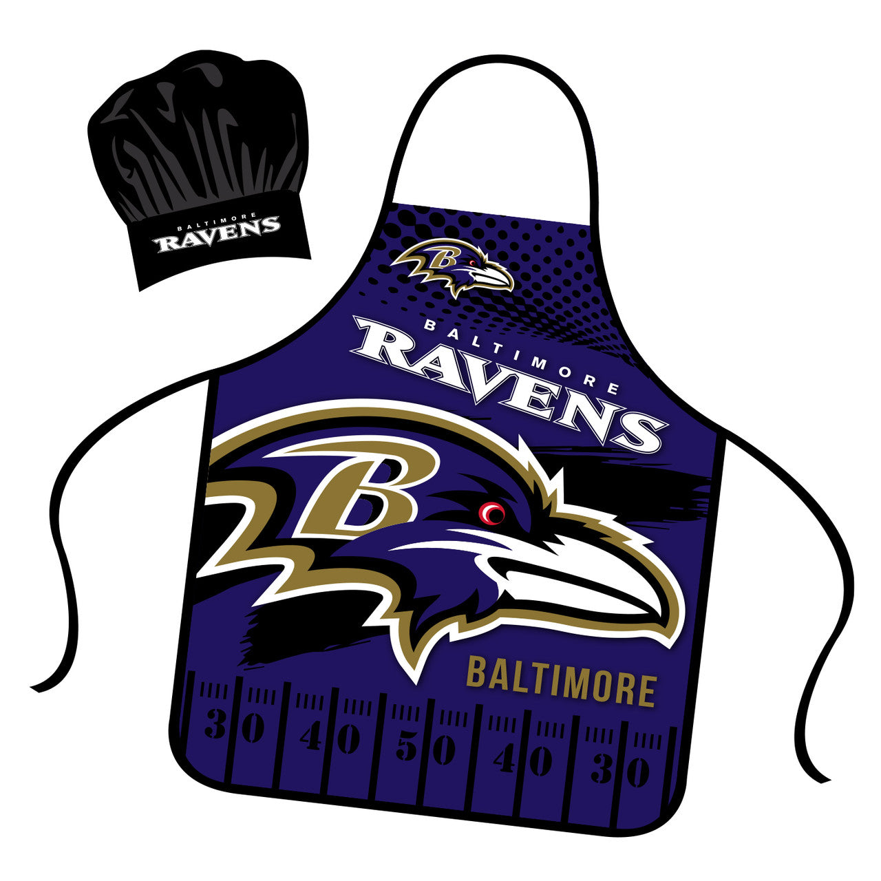 Baltimore Ravens Chef Hat and Apron Set - Sports Collectibles, Sports Memorabilia, Sports Fan Shop, Sports Gifts