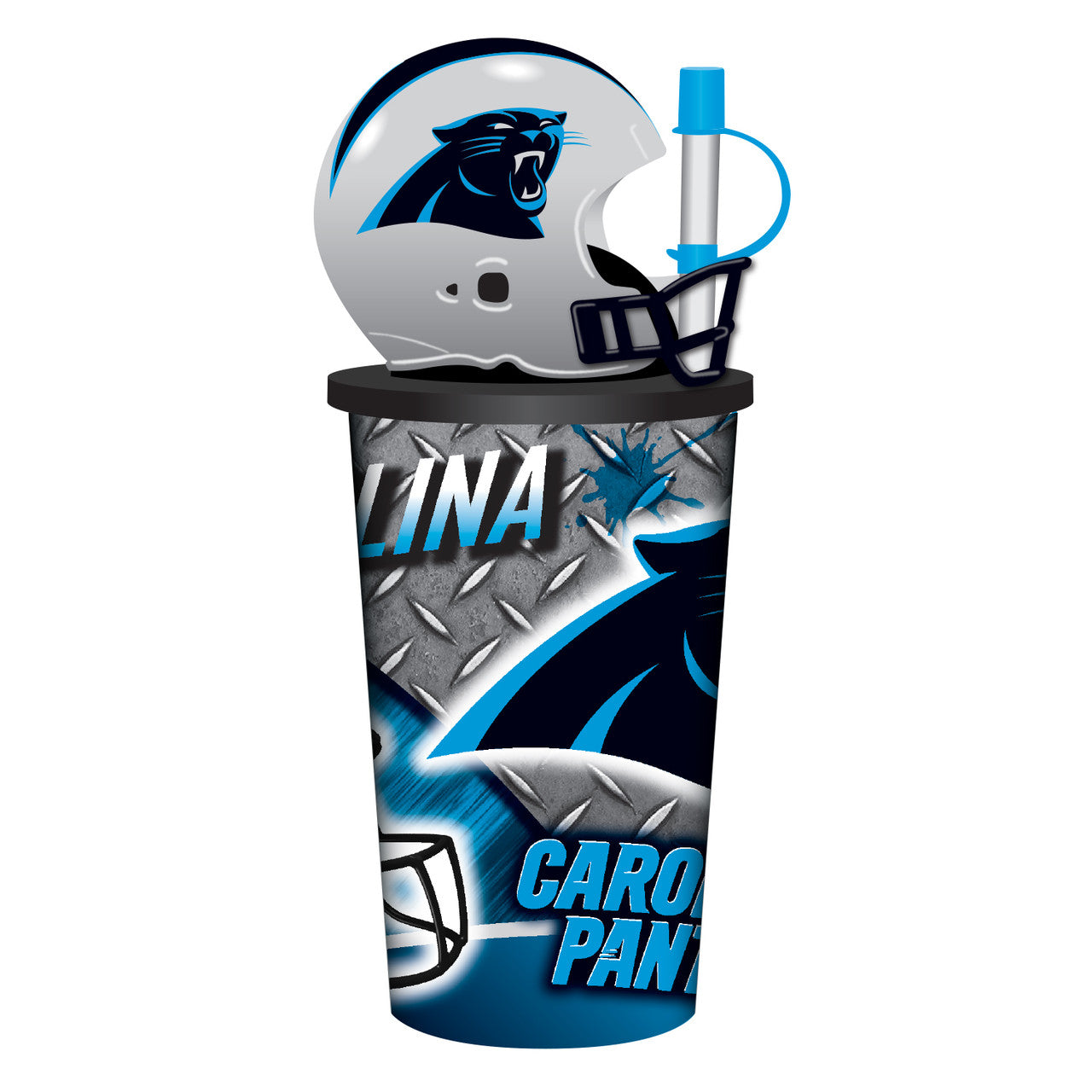 Carolina Panthers Helmet Cup 32oz Plastic with Straw - Sports Collectibles, Sports Memorabilia, Sports Fan Shop, Sports Gifts