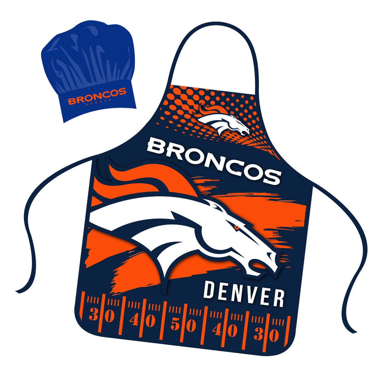 Denver Broncos Chef Hat and Apron Set - Sports Collectibles, Sports Memorabilia, Sports Fan Shop, Sports Gifts