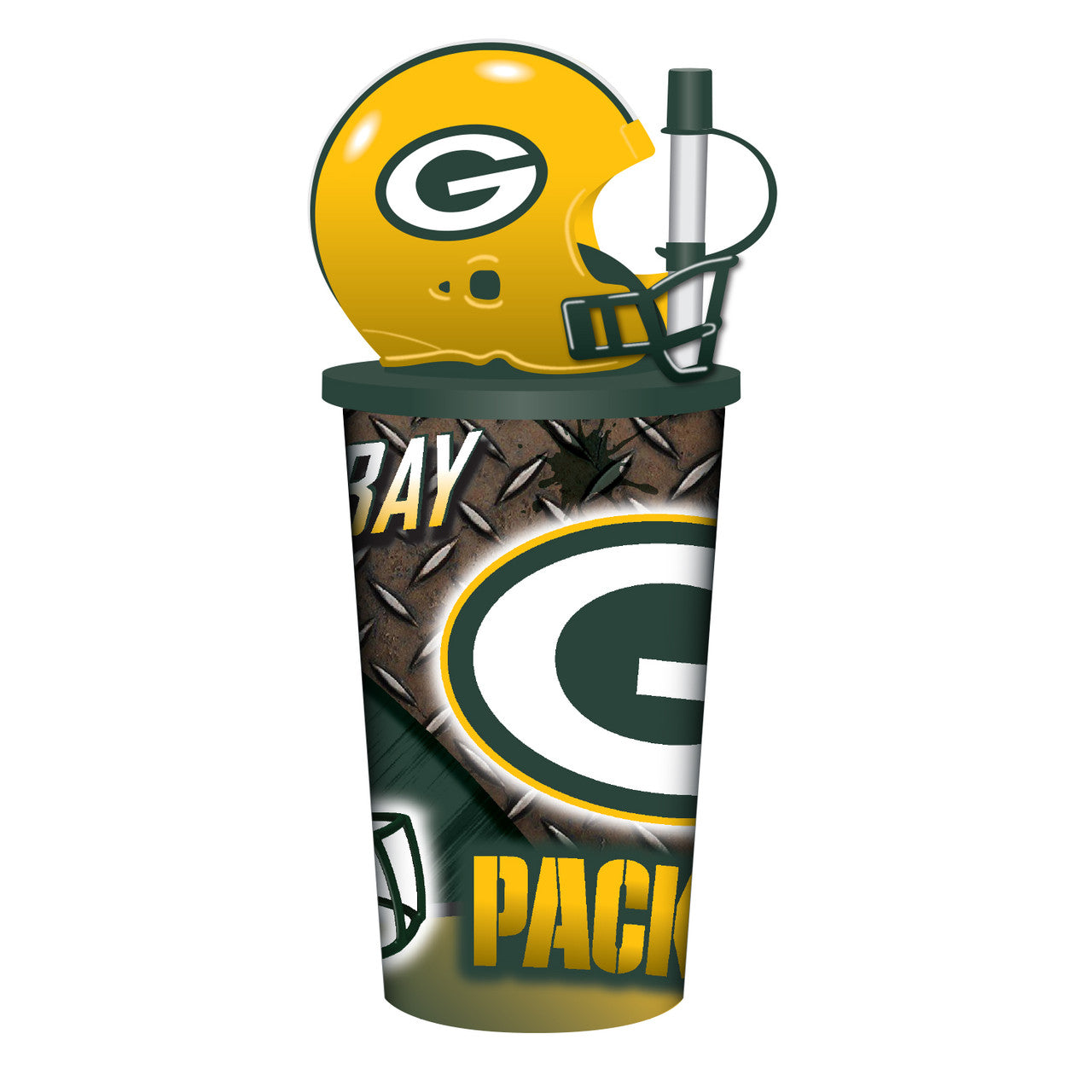Green Bay Packers Helmet Cup 32oz Plastic with Straw - Sports Collectibles, Sports Memorabilia, Sports Fan Shop, Sports Gifts
