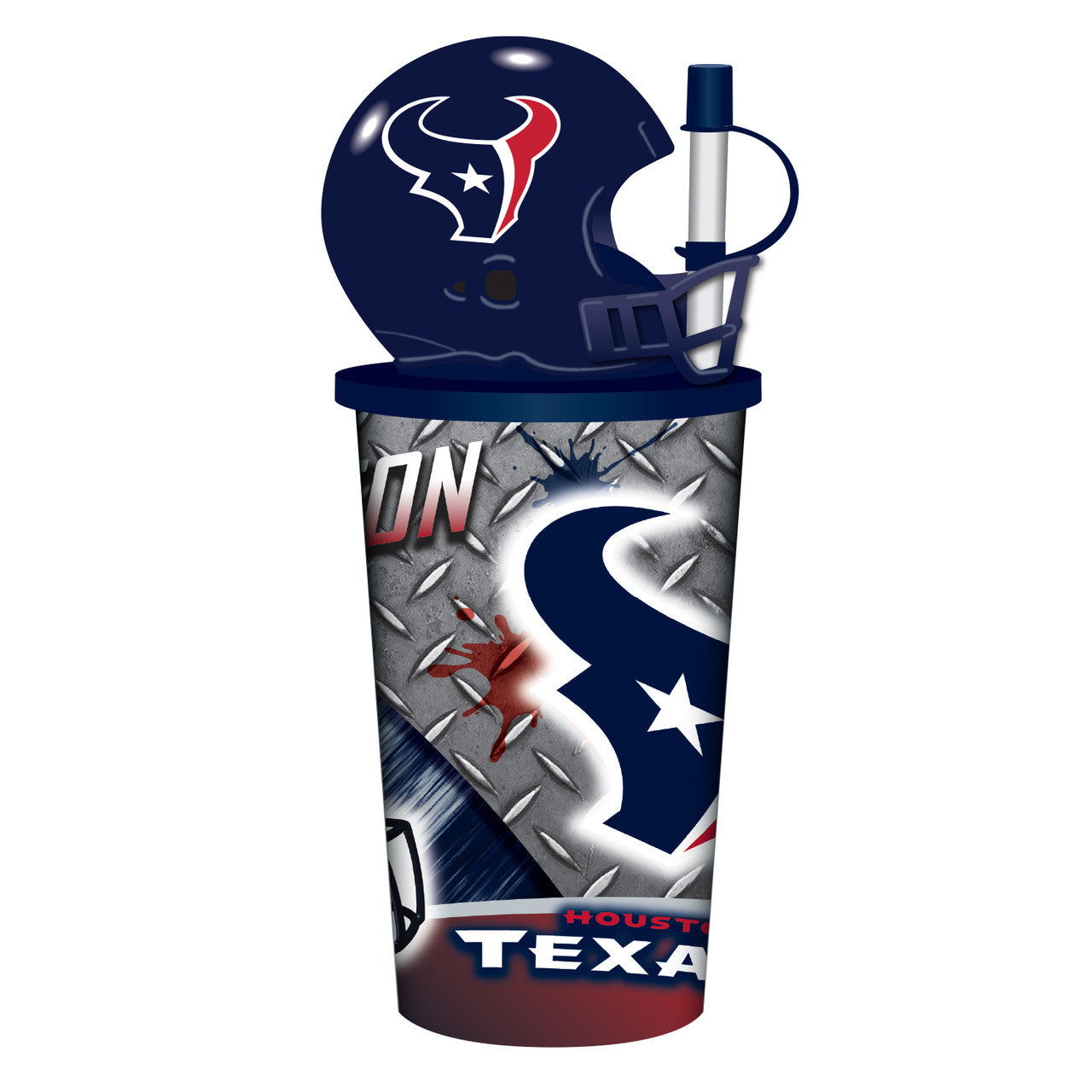 Houston Texans Helmet Cup 32oz Plastic with Straw - Sports Collectibles, Sports Memorabilia, Sports Fan Shop, Sports Gifts