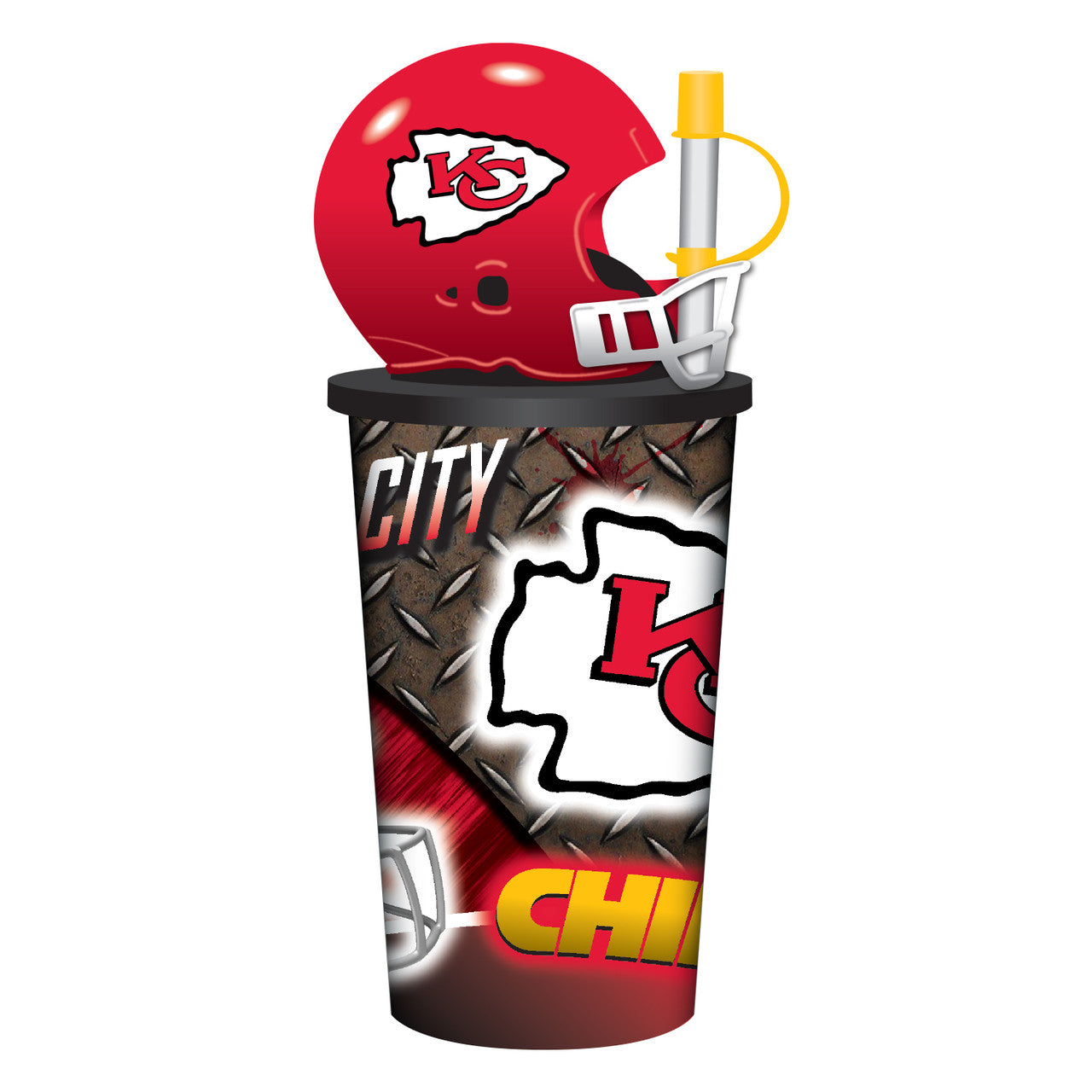 Kansas City Chiefs Helmet Cup 32oz Plastic with Straw - Sports Collectibles, Sports Memorabilia, Sports Fan Shop, Sports Gifts