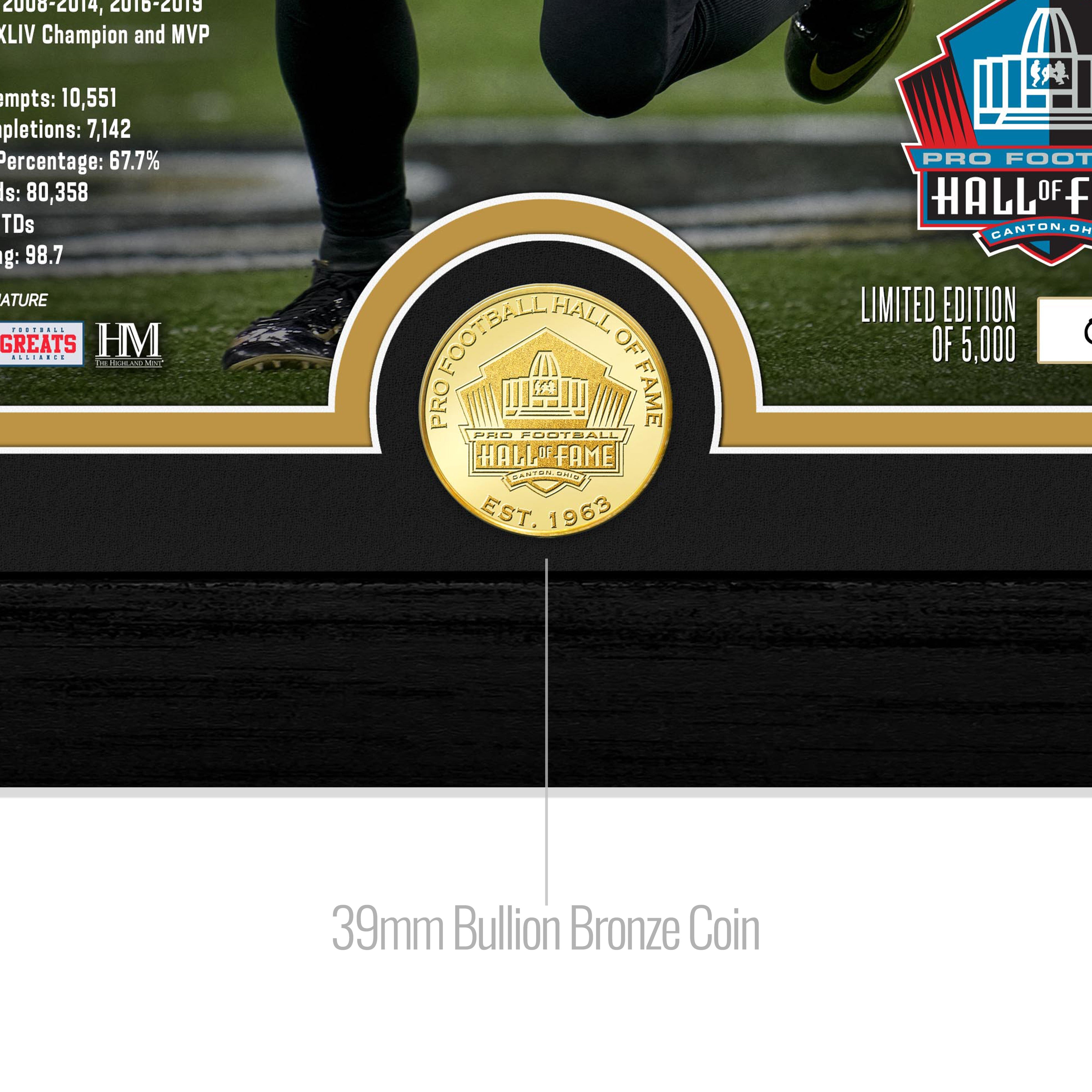 Drew Brees 2026 NFL Hall of Fame Induction Bronze Coin Photo Mint - Sports Gifts, Sports Memorabilia, Sports Collectibles, Fan Shop