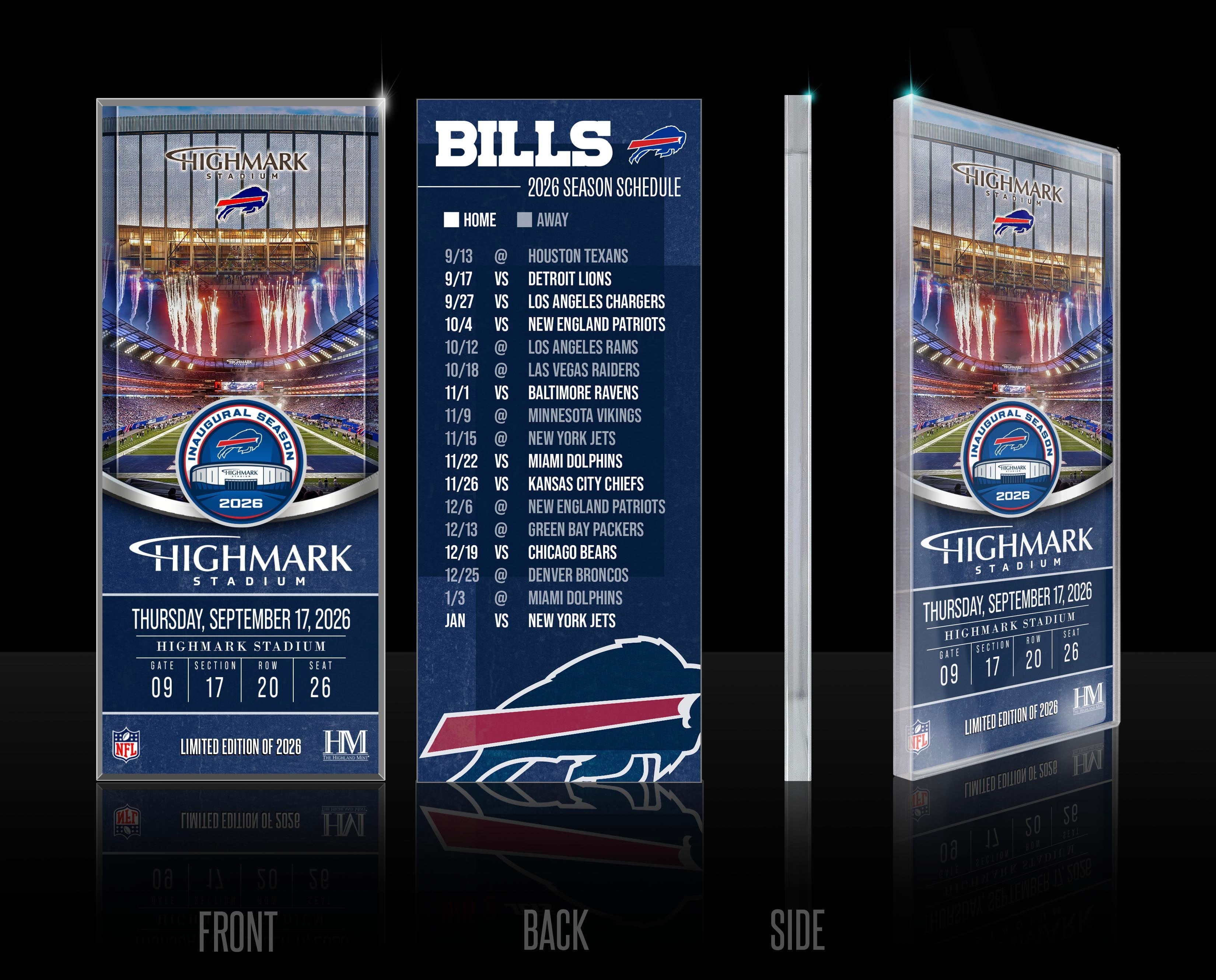 Buffalo Bills Highmark Stadium Inaugural Season Ticket Acrylic BlocKart