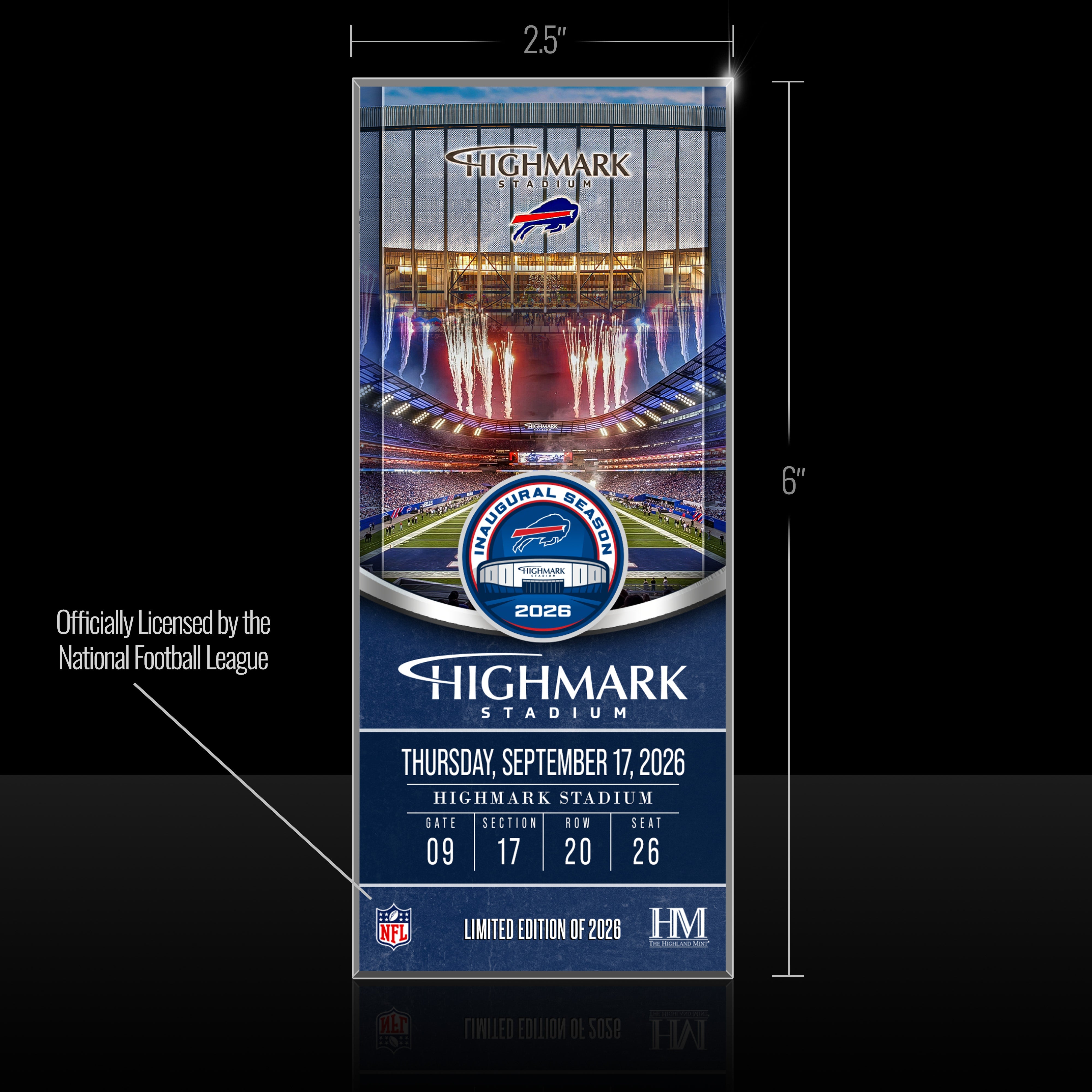 Buffalo Bills Highmark Stadium Inaugural Season Ticket Acrylic BlocKart - Sports Gifts, Sports Memorabilia, Sports Collectibles, Fan Shop