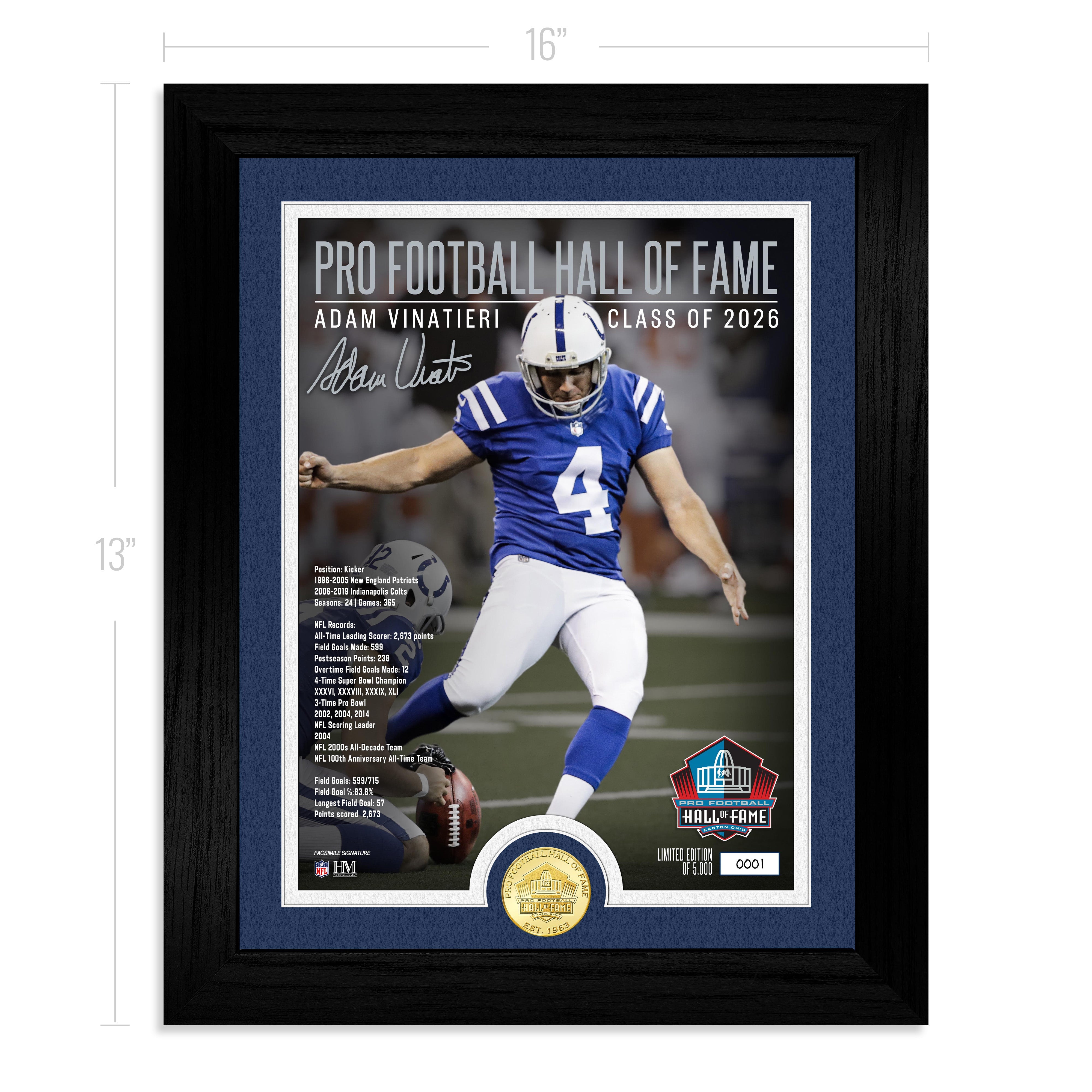 Adam Vinatieri Colts 2026 NFL Hall of Fame Induction Bronze Coin Photo Mint - Sports Gifts, Sports Memorabilia, Sports Collectibles, Fan Shop