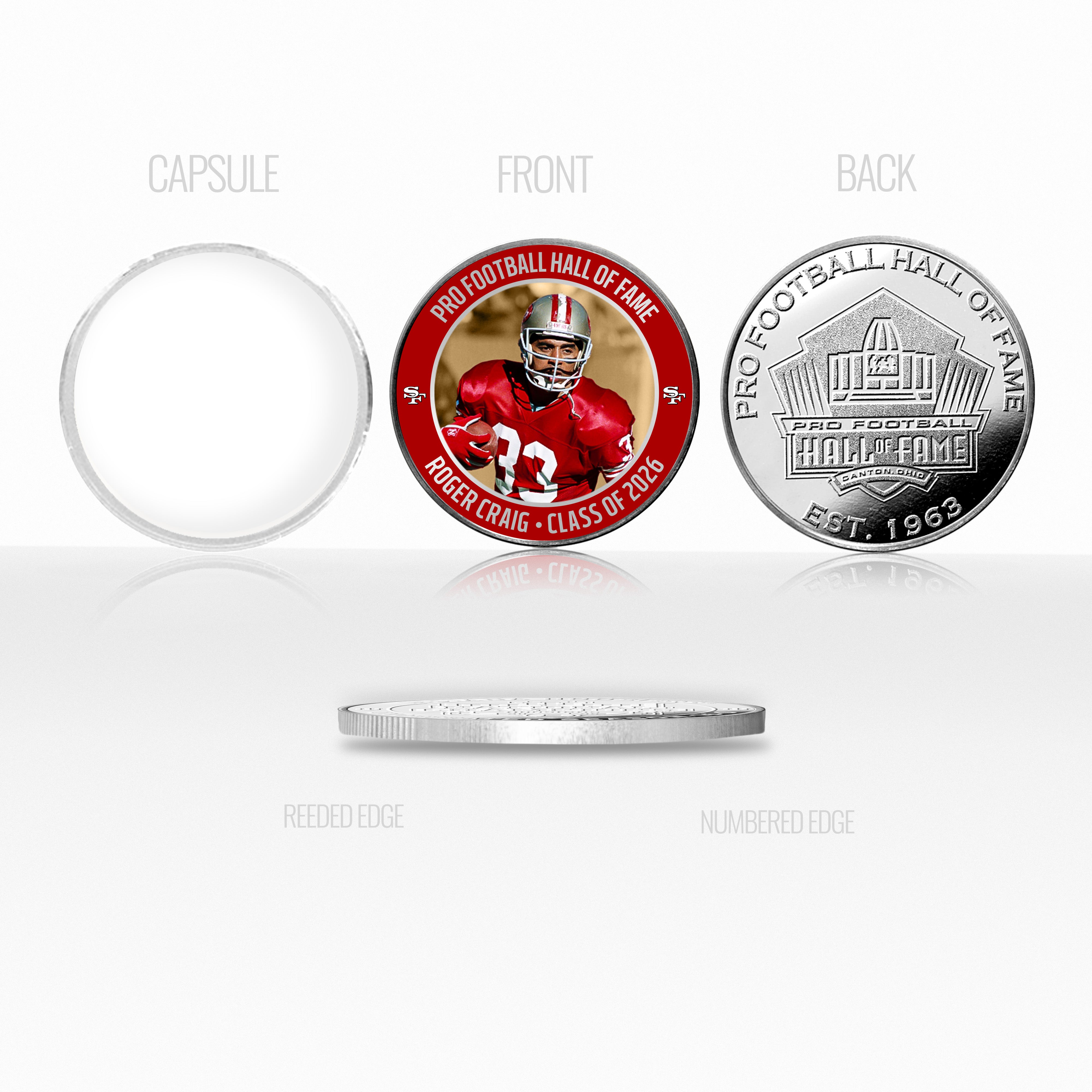 Roger Craig 2026 NFL Hall of Fame Induction Silver Plated Coin - Sports Gifts, Sports Memorabilia, Sports Collectibles, Fan Shop
