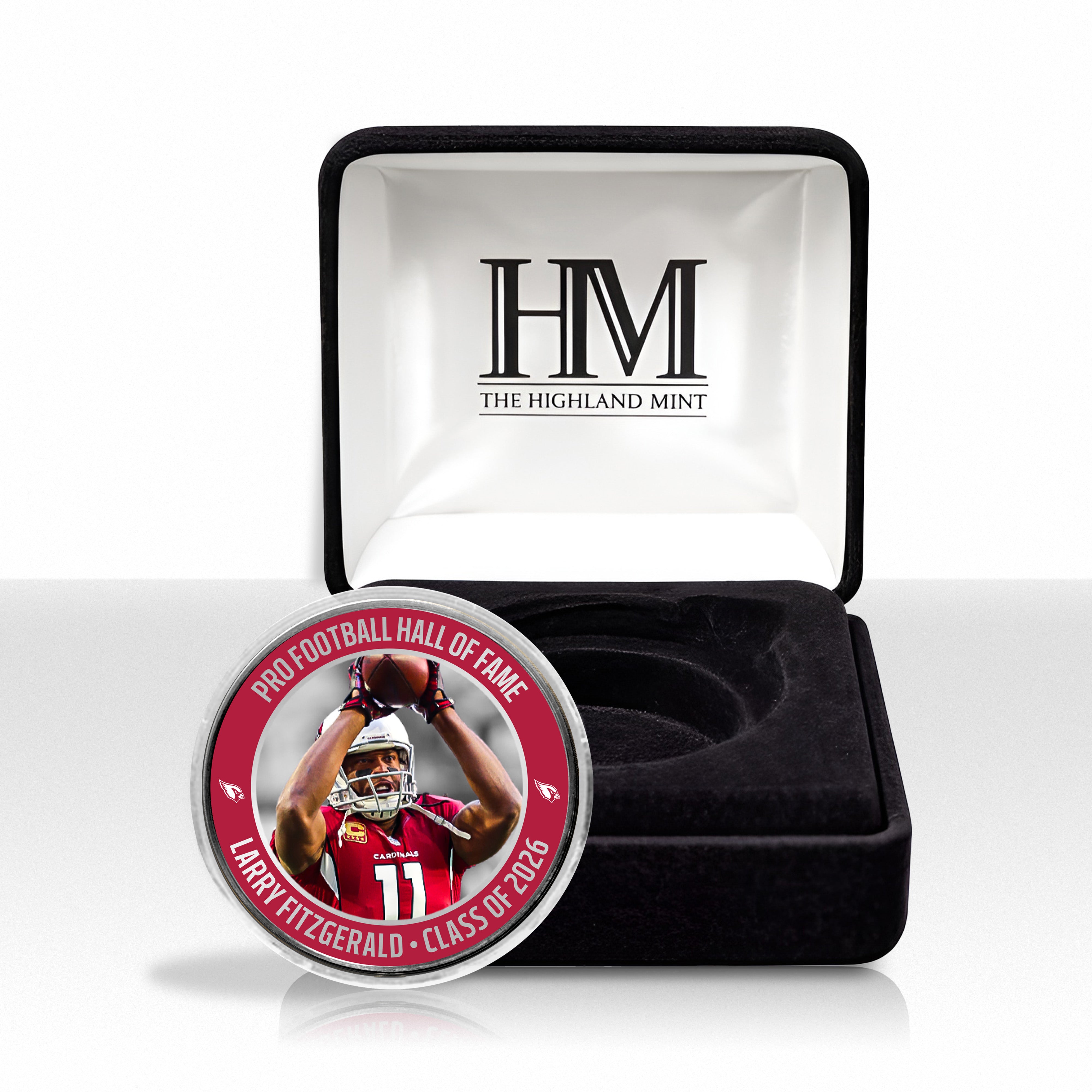 Larry Fitzgerald 2026 NFL Hall of Fame Induction Silver Plated Coin - Sports Gifts, Sports Memorabilia, Sports Collectibles, Fan Shop