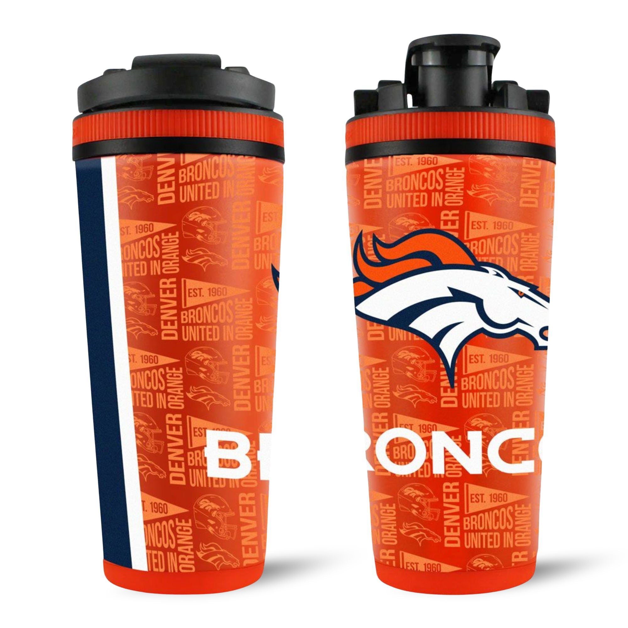 Officially Licensed Denver Broncos 26oz Ice Shaker - Sports Gifts, Sports Memorabilia, Sports Collectibles, Fan Shop