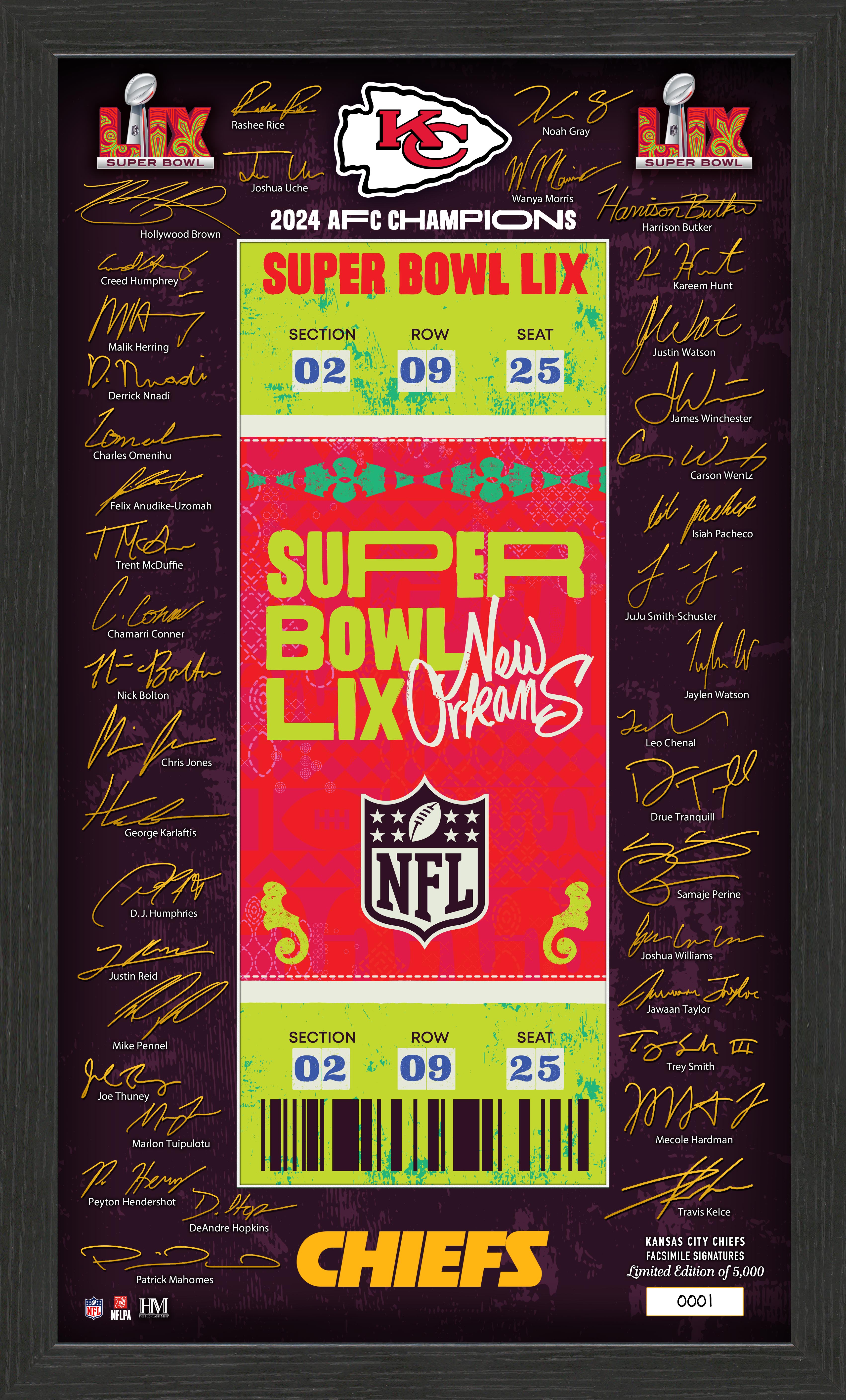 Kansas City Chiefs Super Bowl LIX Signature Ticket Frame - Sports Collectibles, Sports Memorabilia, Sports Fan Shop, Sports Gifts