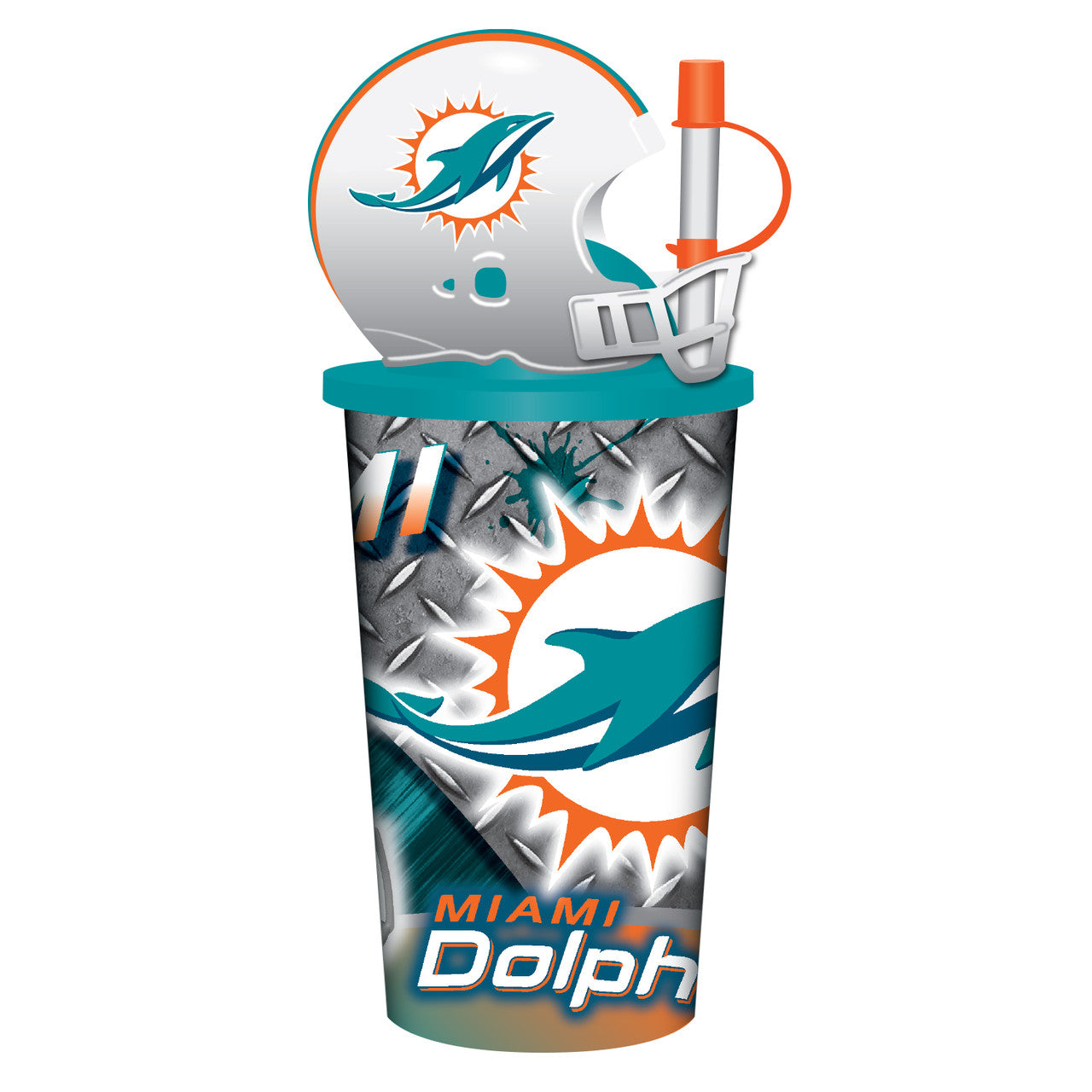 Miami Dolphins Helmet Cup 32oz Plastic with Straw - Sports Collectibles, Sports Memorabilia, Sports Fan Shop, Sports Gifts