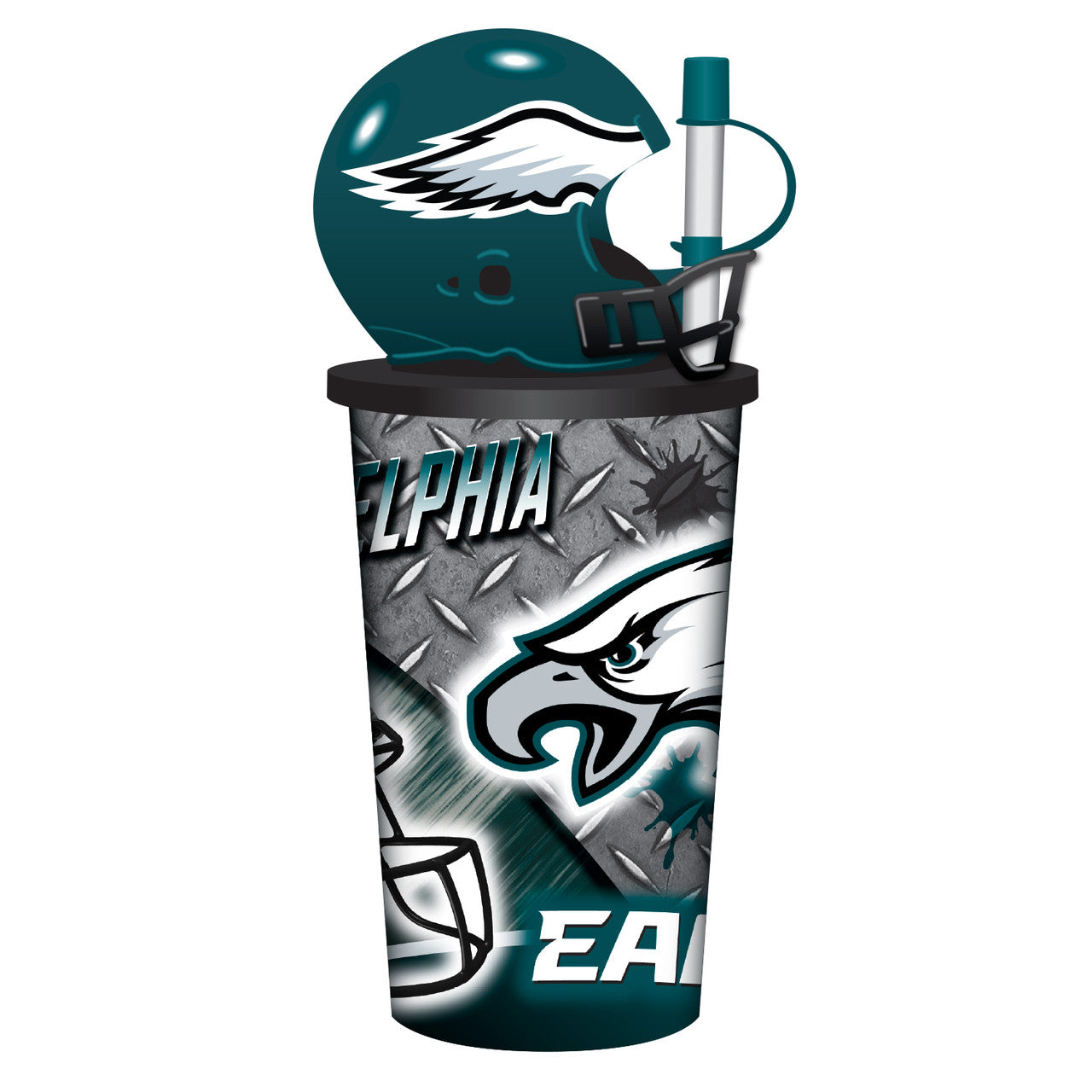 Philadelphia Eagles Helmet Cup 32oz Plastic with Straw - Sports Collectibles, Sports Memorabilia, Sports Fan Shop, Sports Gifts