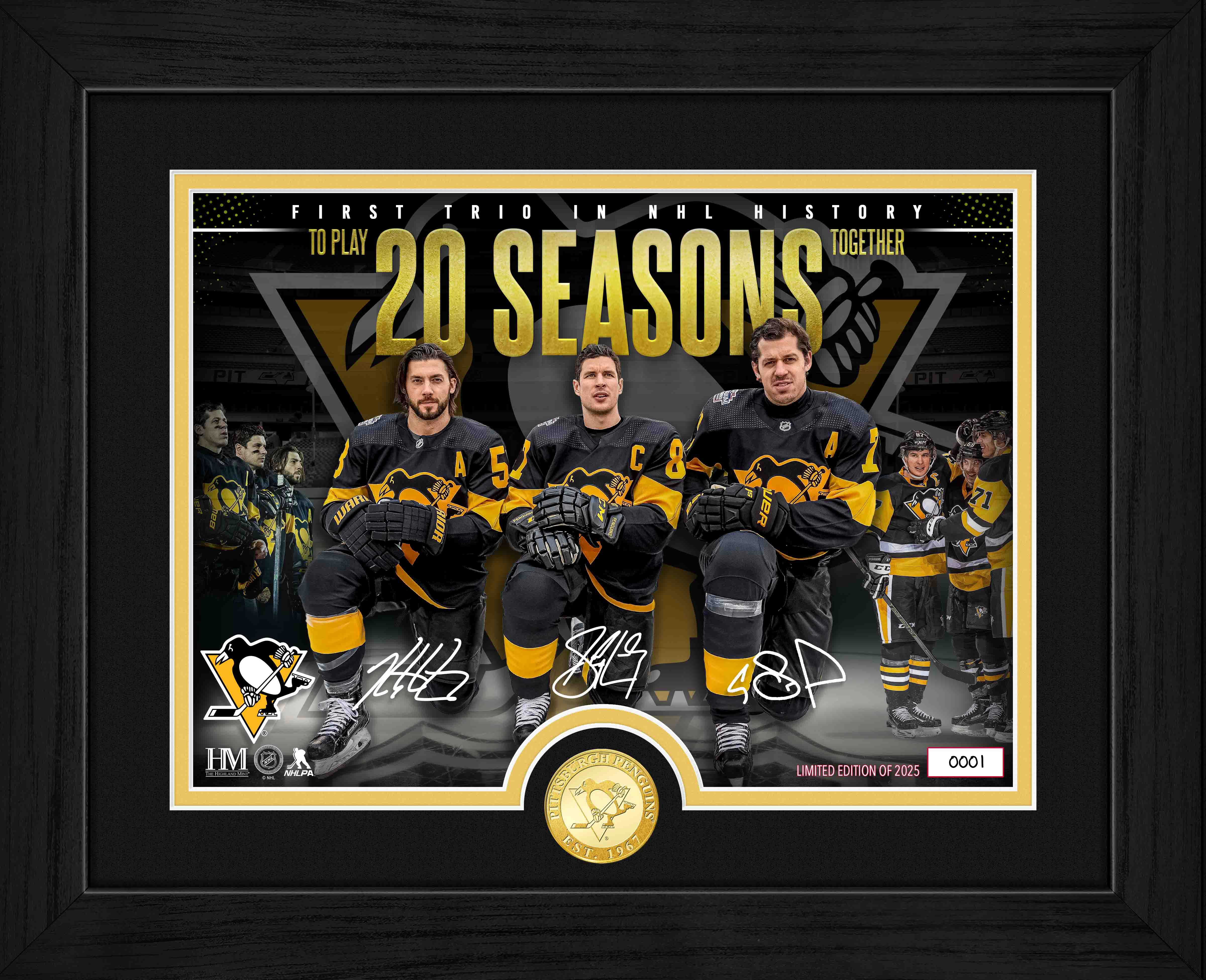 Crosby Malkin Letang 20 Seasons Bronze Coin Photo Mint