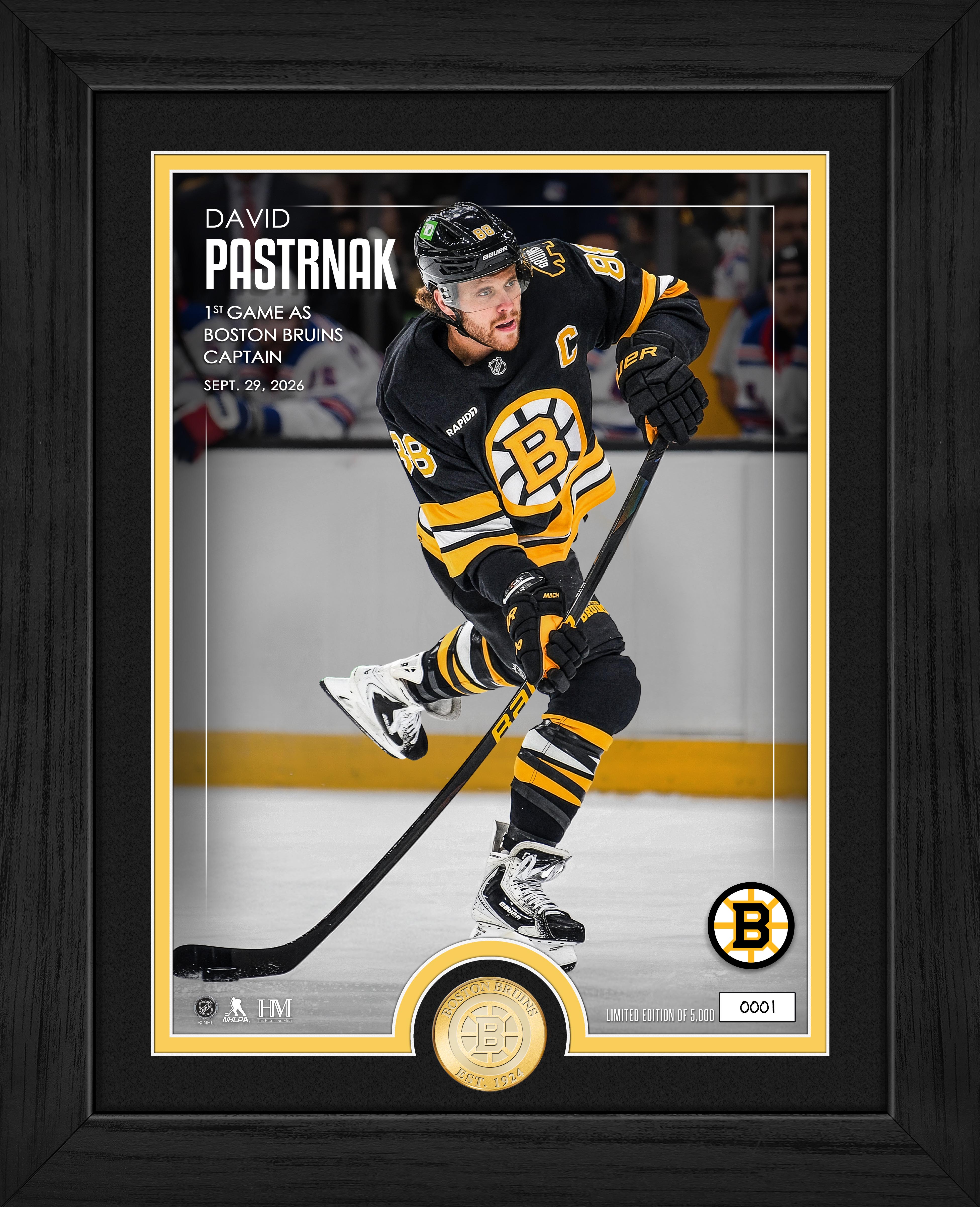 David Pastrnak Boston Bruins Captain Bronze Coin Photo Mint