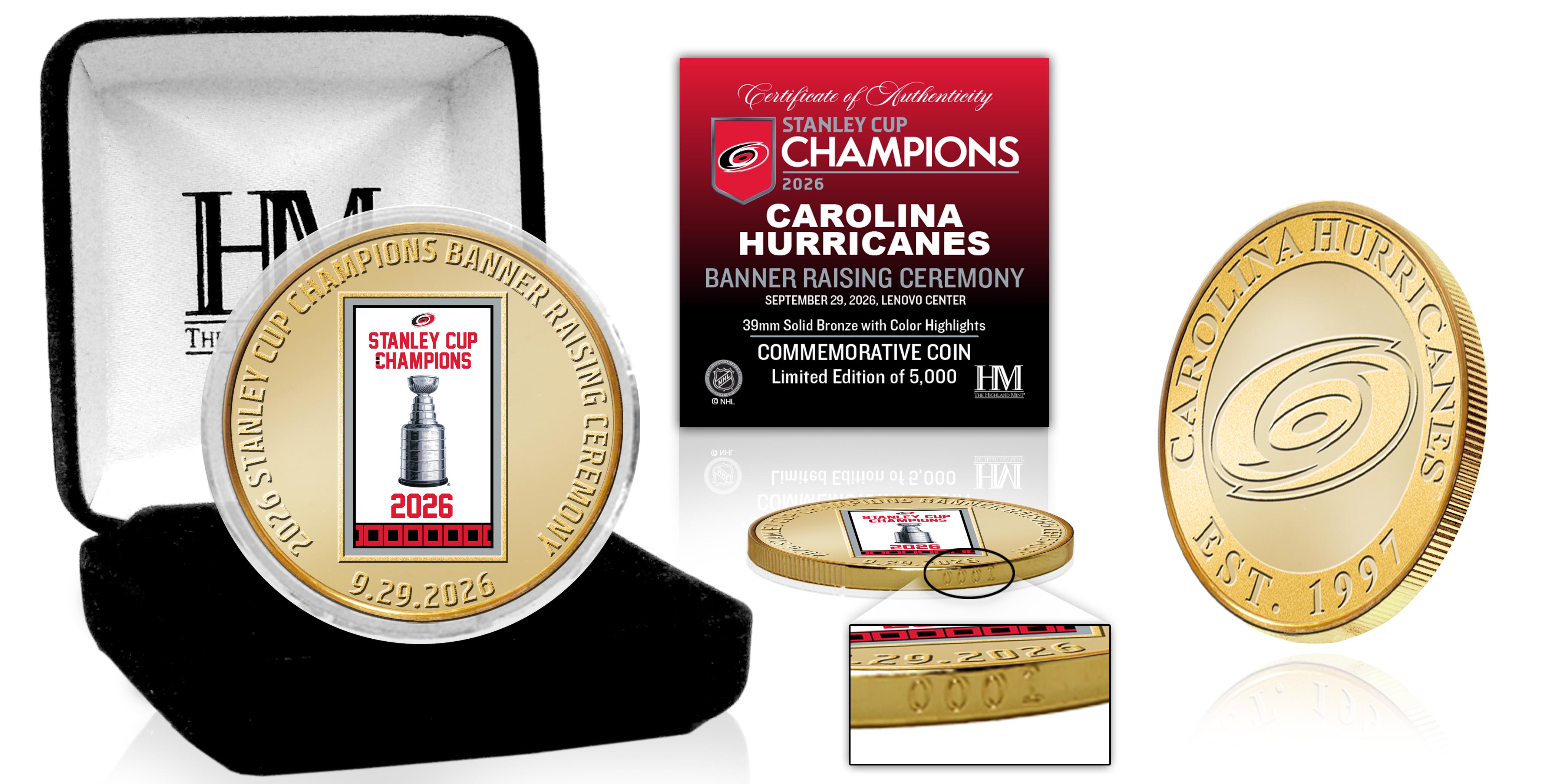 Carolina Hurricanes 2025-26 Stanley Cup Champions Banner Raising Ceremony Bronze Color Coin
