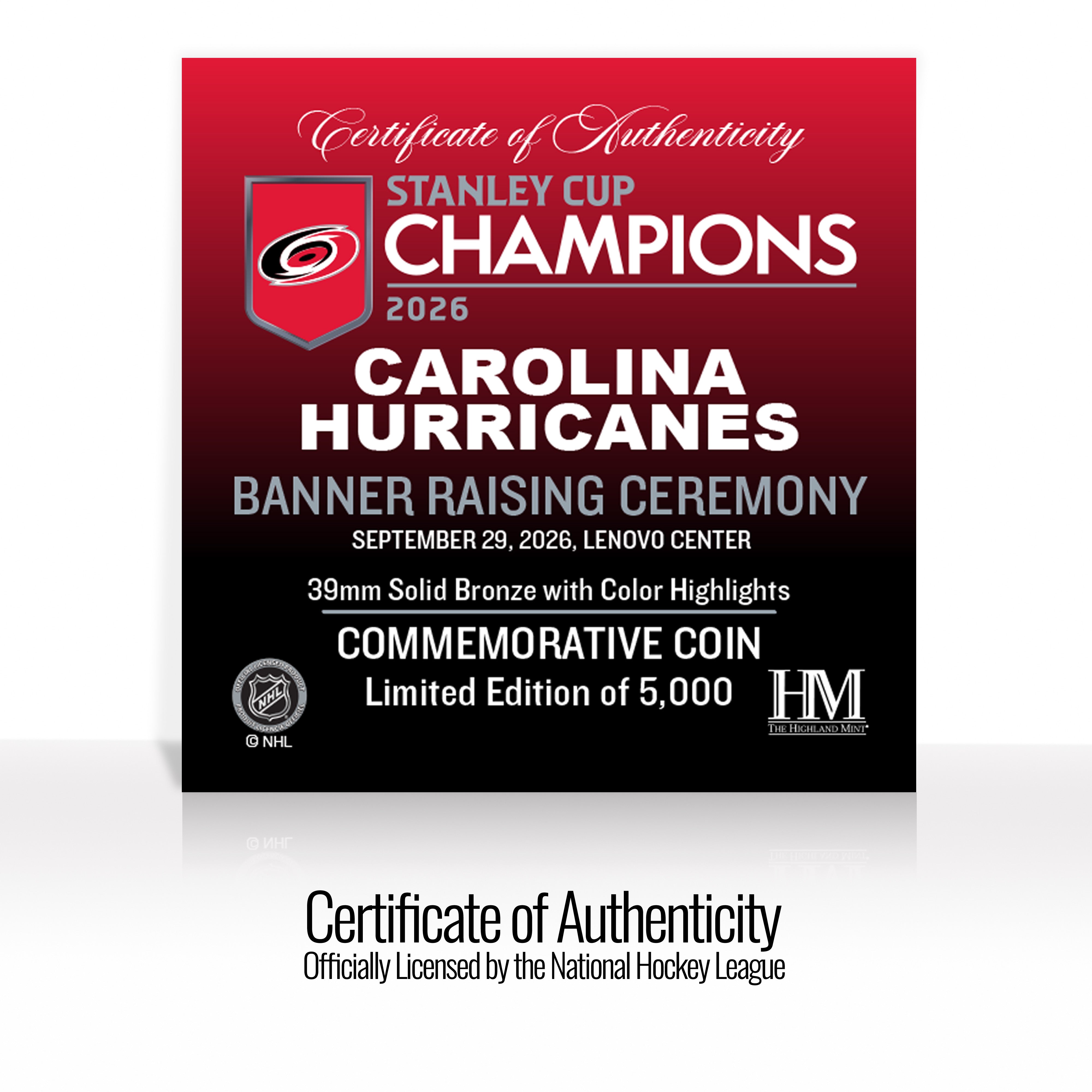 Carolina Hurricanes 2025-26 Stanley Cup Champions Banner Raising Ceremony Bronze Color Coin - Sports Gifts, Sports Memorabilia, Sports Collectibles, Fan Shop