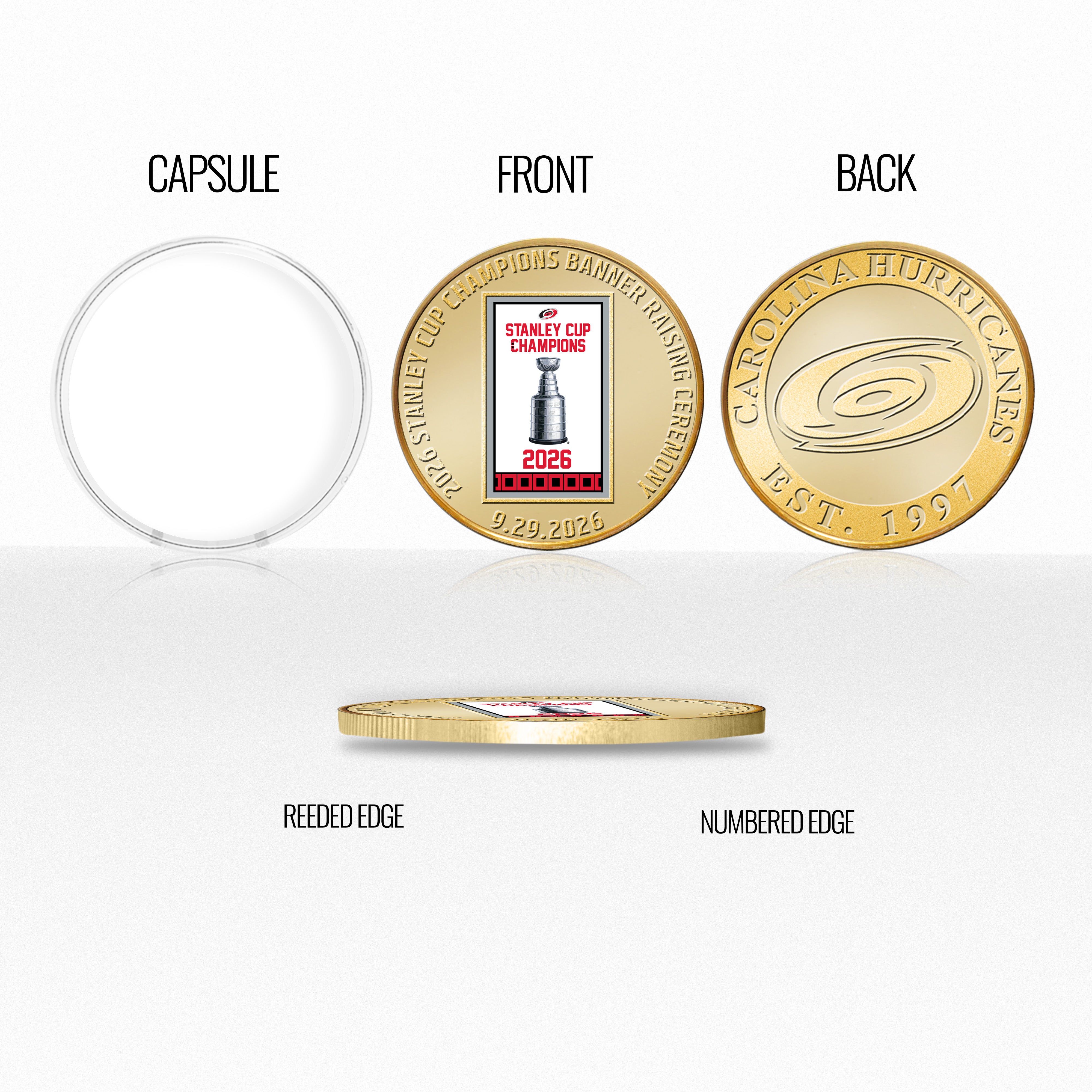 Carolina Hurricanes 2025-26 Stanley Cup Champions Banner Raising Ceremony Bronze Color Coin - Sports Gifts, Sports Memorabilia, Sports Collectibles, Fan Shop