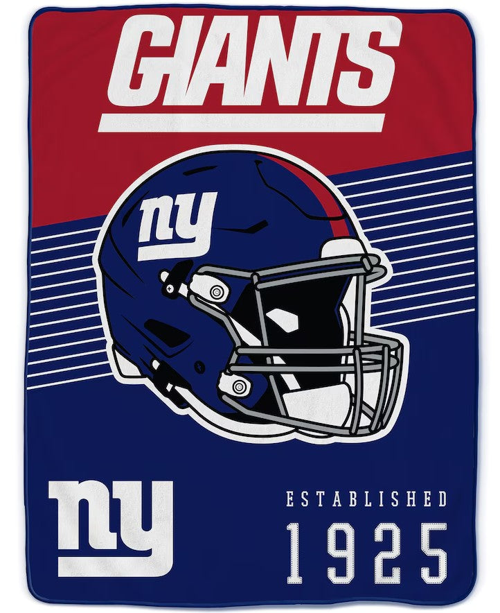 New York Giants 60" x 80" Helmet Stripes Royal Plush Blanket - Sports Collectibles, Sports Memorabilia, Sports Fan Shop, Sports Gifts