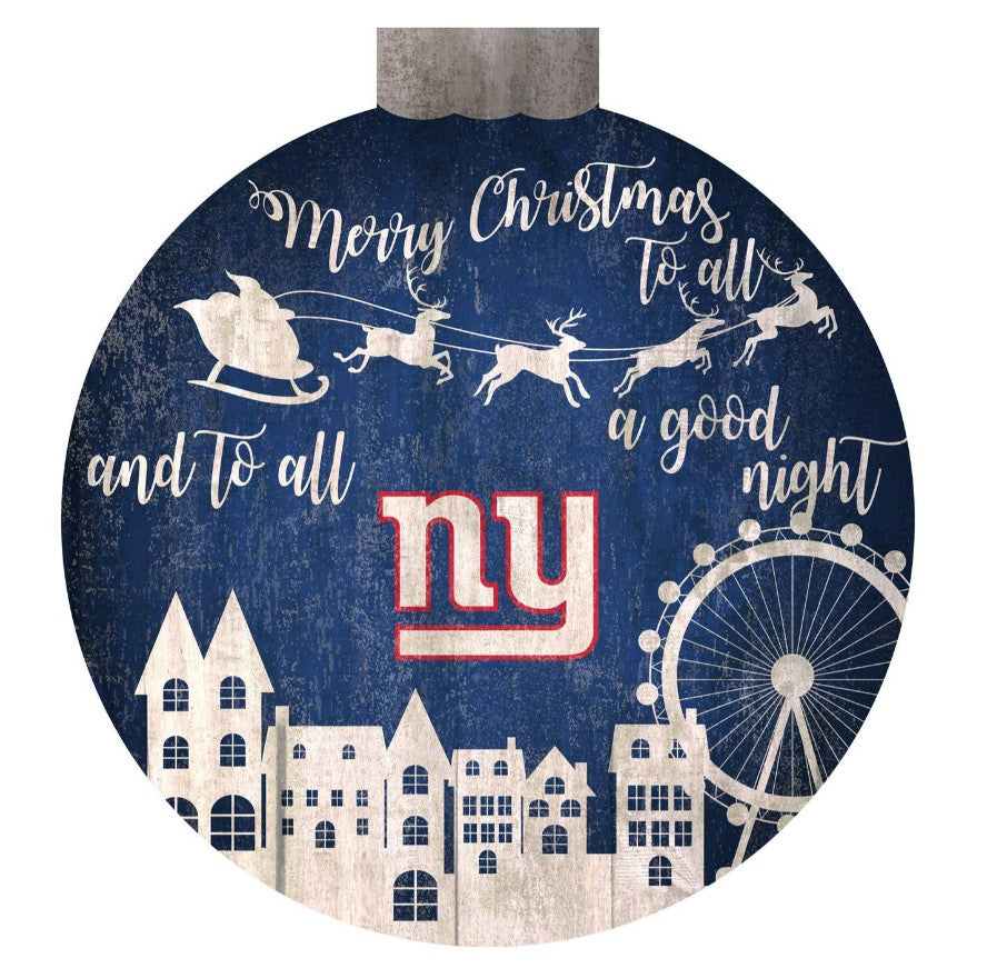 New York Giants 12" Christmas Village Wall Art Wood Sign - Sports Collectibles, Sports Memorabilia, Sports Fan Shop, Sports Gifts