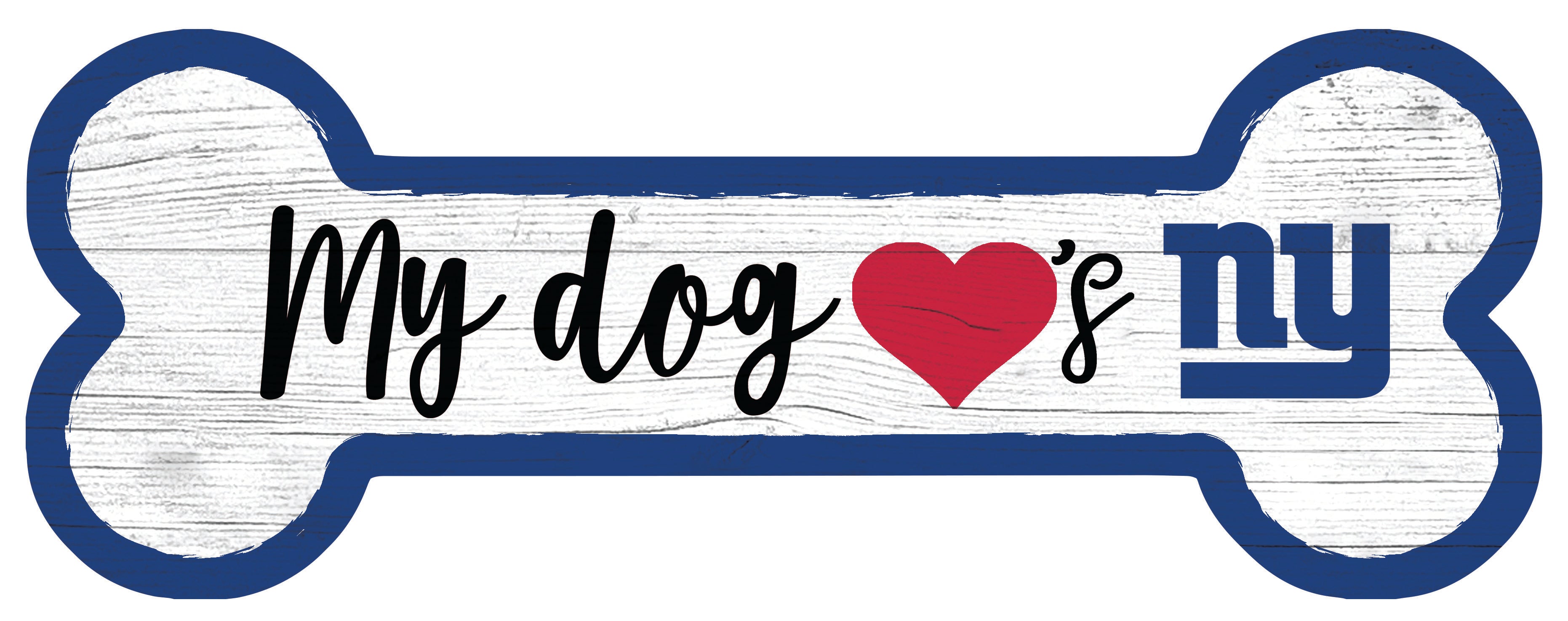 New York Giants Football Dog Bone White Wooden Sign - Sports Collectibles, Sports Memorabilia, Sports Fan Shop, Sports Gifts