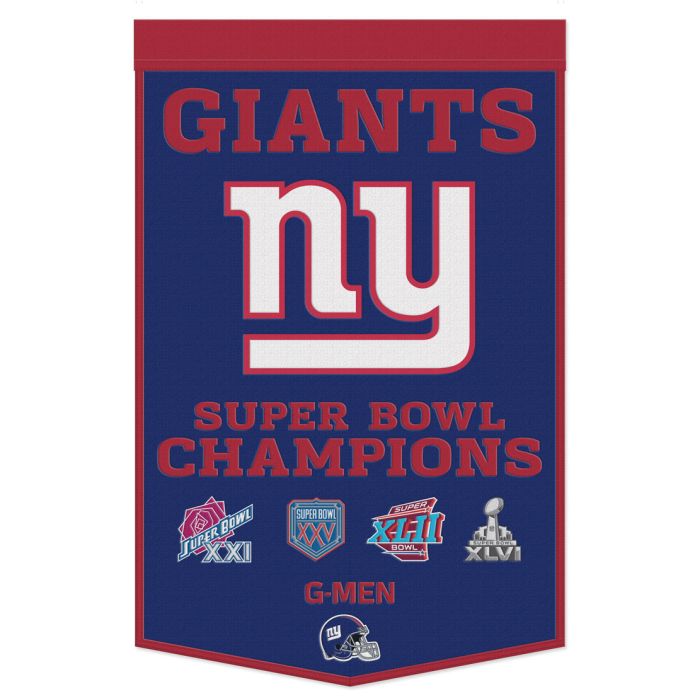 New York Giants 24" x 38" Primary Wool Banner - Sports Collectibles, Sports Memorabilia, Sports Fan Shop, Sports Gifts
