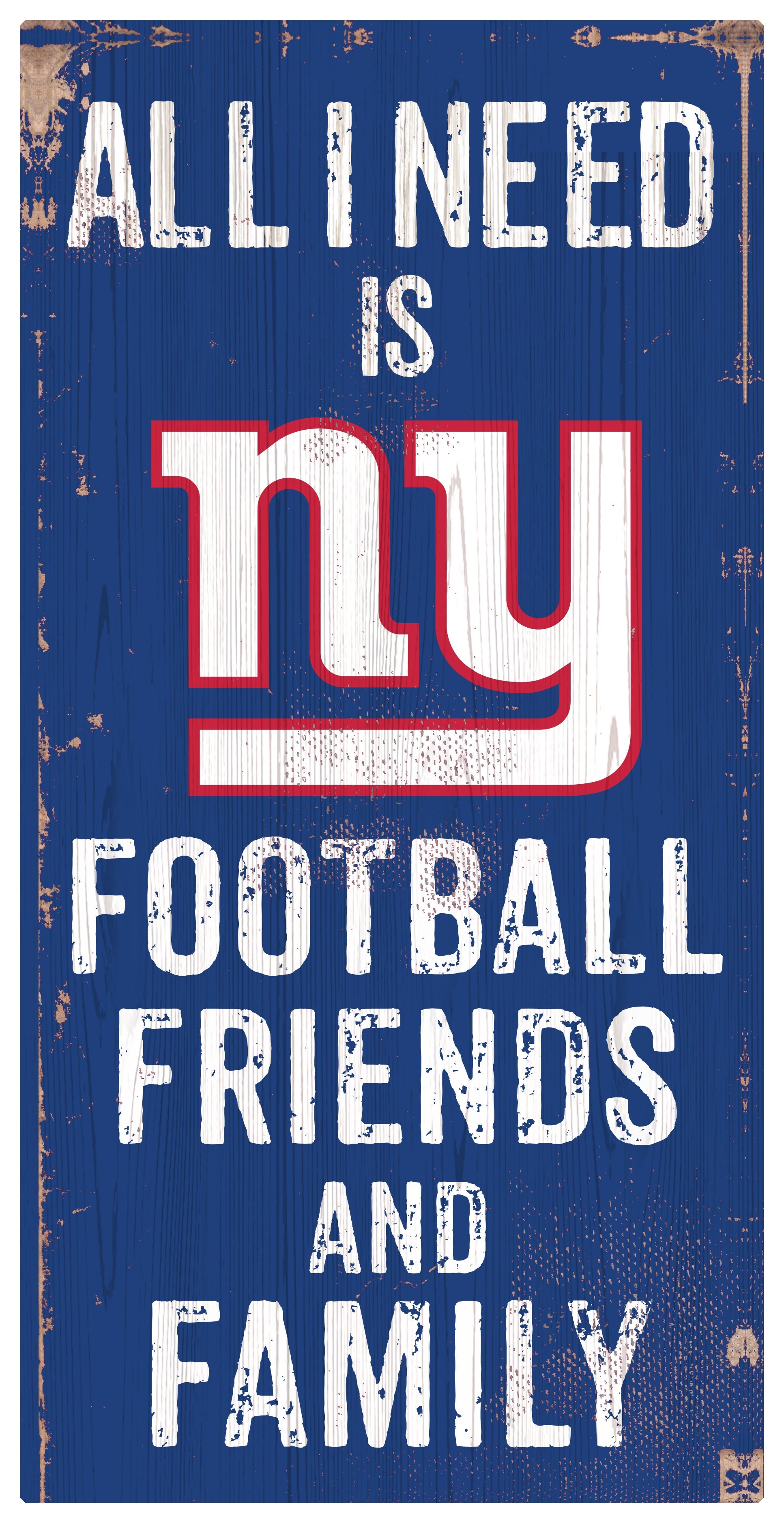 New York Giants Football, Friends, & Family Blue Wood Sign - Sports Collectibles, Sports Memorabilia, Sports Fan Shop, Sports Gifts