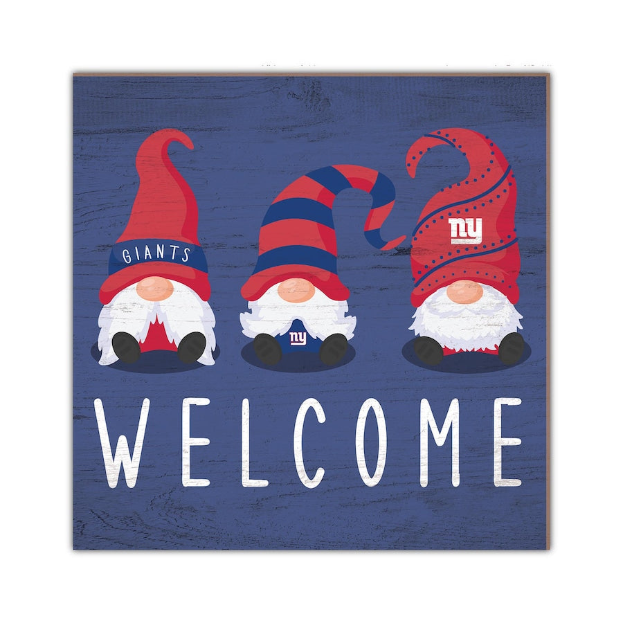 New York Giants Gnome 10" Welcome Wood Sign - Sports Collectibles, Sports Memorabilia, Sports Fan Shop, Sports Gifts