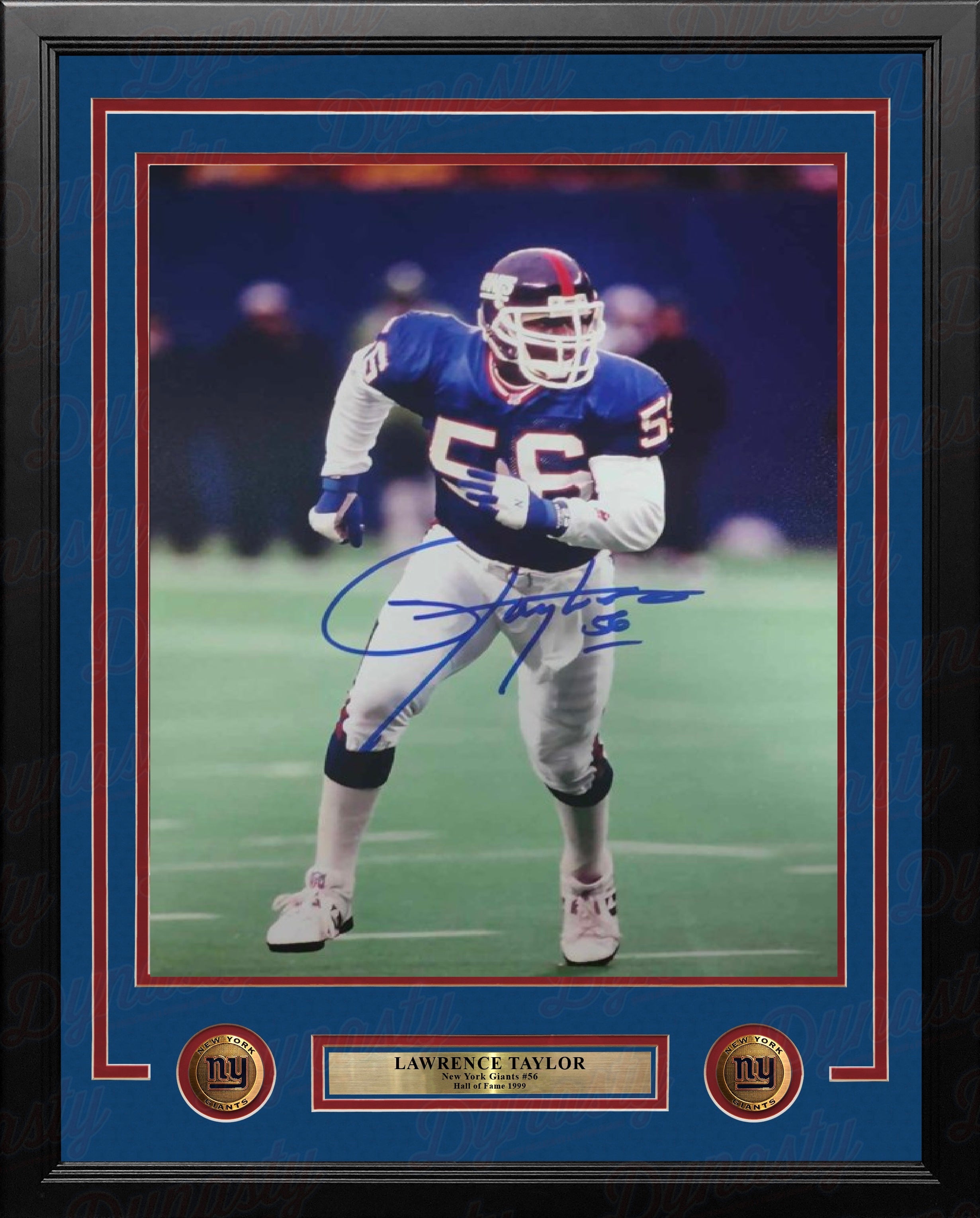 Lawrence Taylor on the Run New York Giants Autographed 11" x 14" Framed Football Photo - Sports Collectibles, Sports Memorabilia, Sports Fan Shop, Sports Gifts