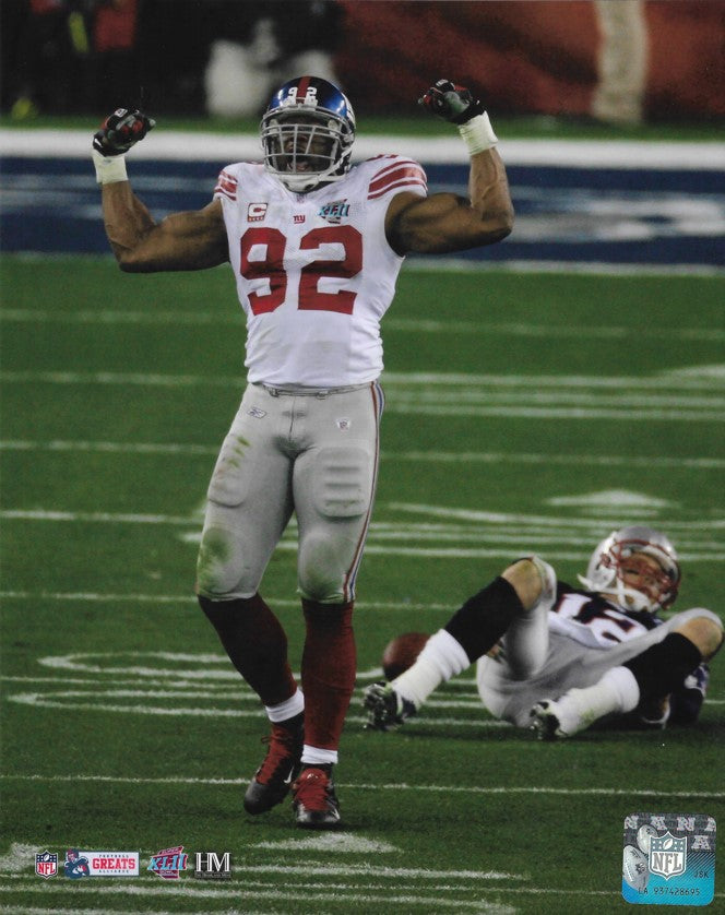 Michael Strahan Over Brady Super Bowl XLII New York Giants 8" x 10" Football Photo - Sports Collectibles, Sports Memorabilia, Sports Fan Shop, Sports Gifts