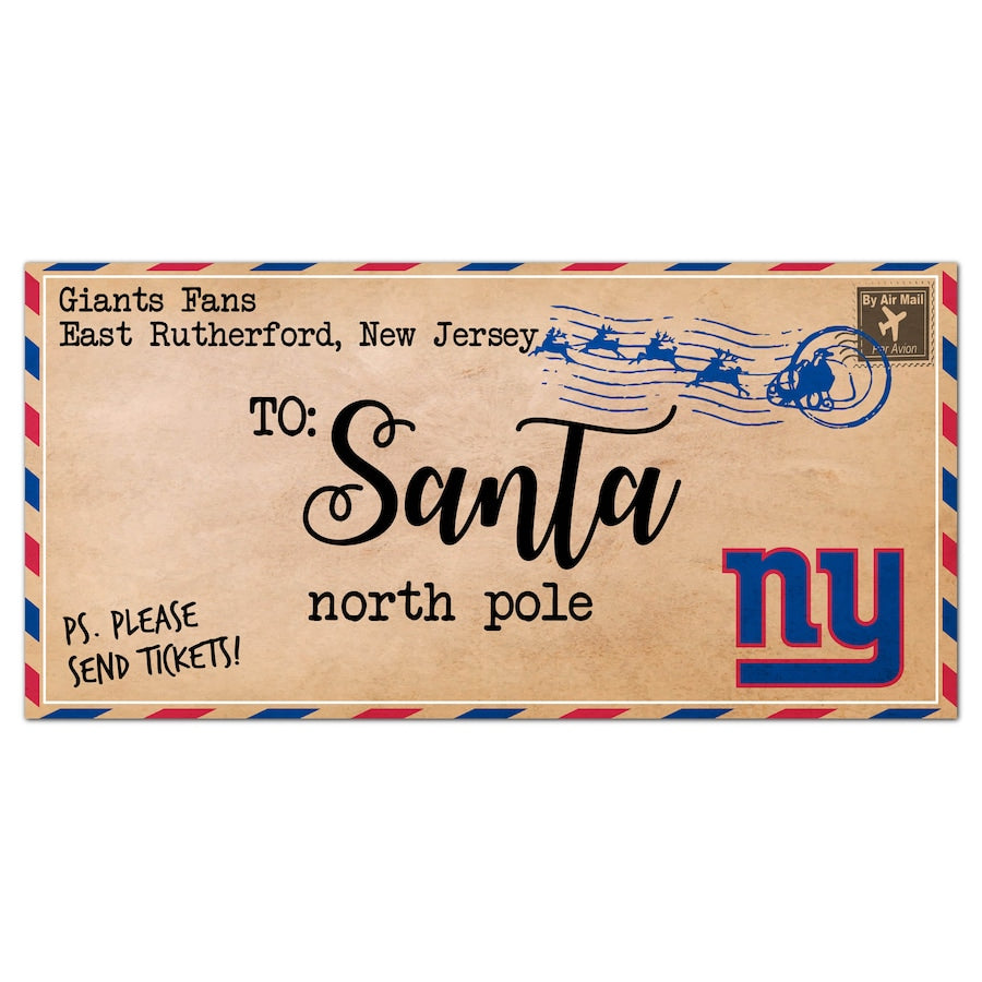New York Giants 6'' x 12'' Letter to Santa Sign - Sports Collectibles, Sports Memorabilia, Sports Fan Shop, Sports Gifts