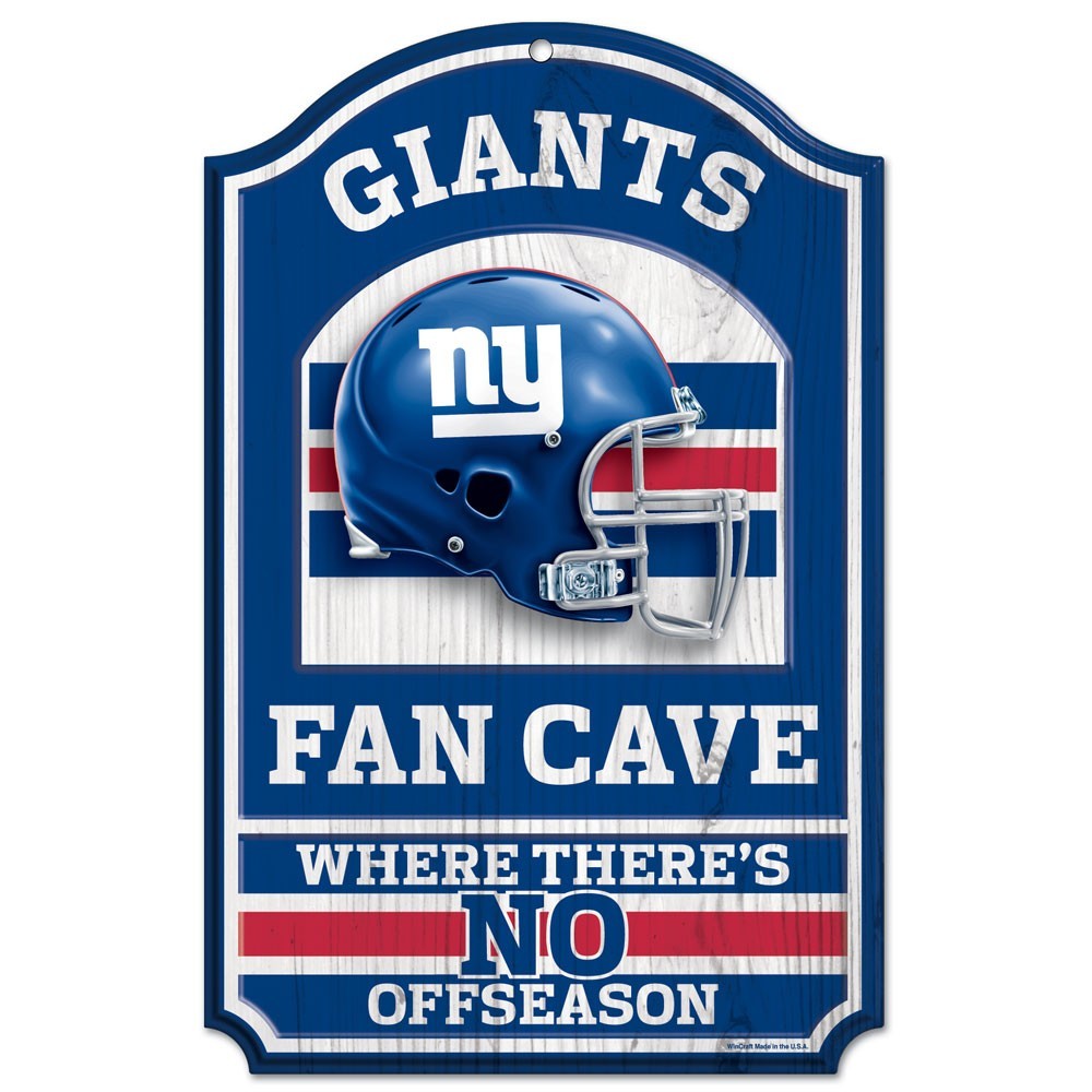 New York Giants Fan Cave 11" x 17" Wood Sign - Sports Collectibles, Sports Memorabilia, Sports Fan Shop, Sports Gifts