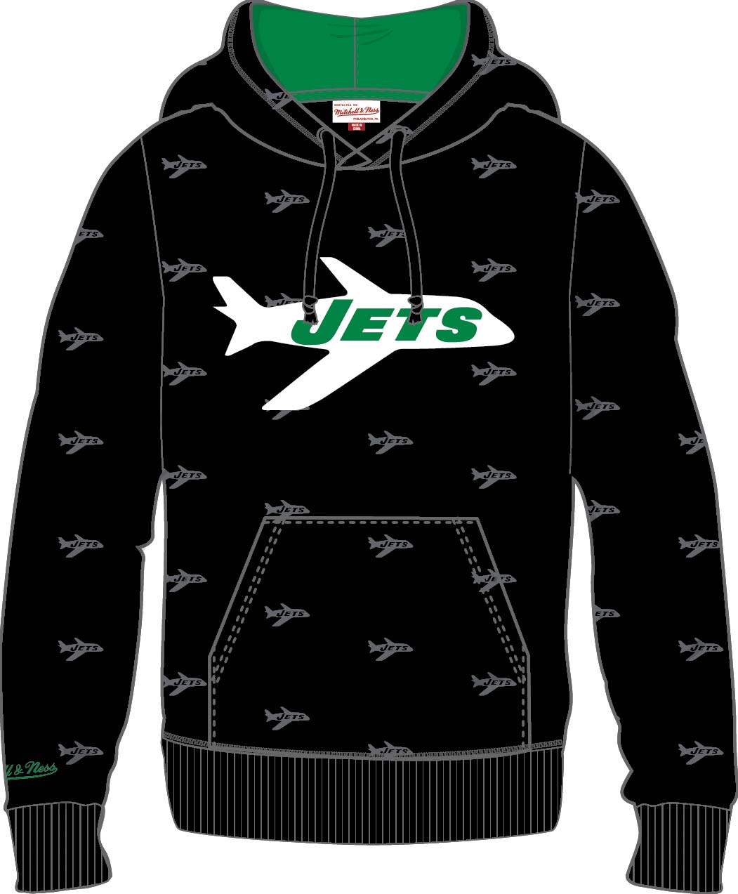 New York Jets Mitchell & Ness All Over Print Fleece Hoodie - Sports Collectibles, Sports Memorabilia, Sports Fan Shop, Sports Gifts