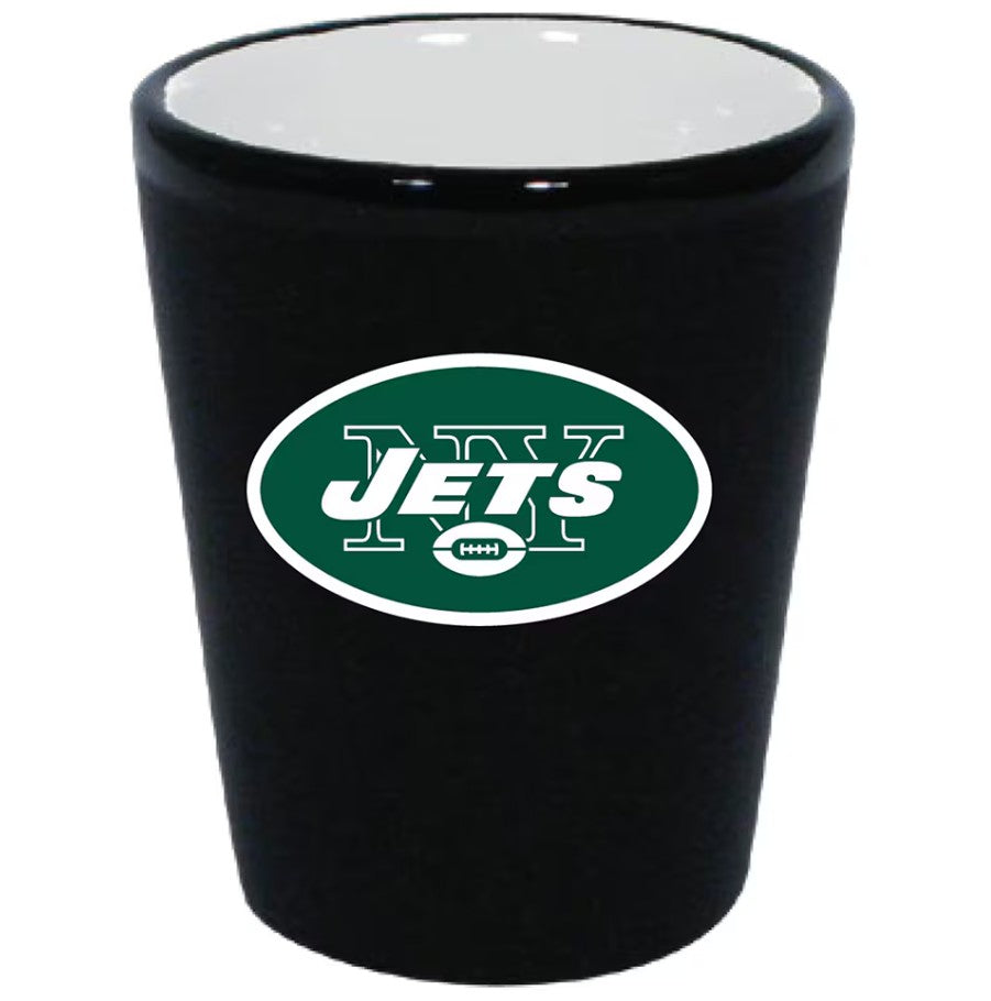 New York Jets Matte Black/Inner Color Shot Glass - Sports Collectibles, Sports Memorabilia, Sports Fan Shop, Sports Gifts